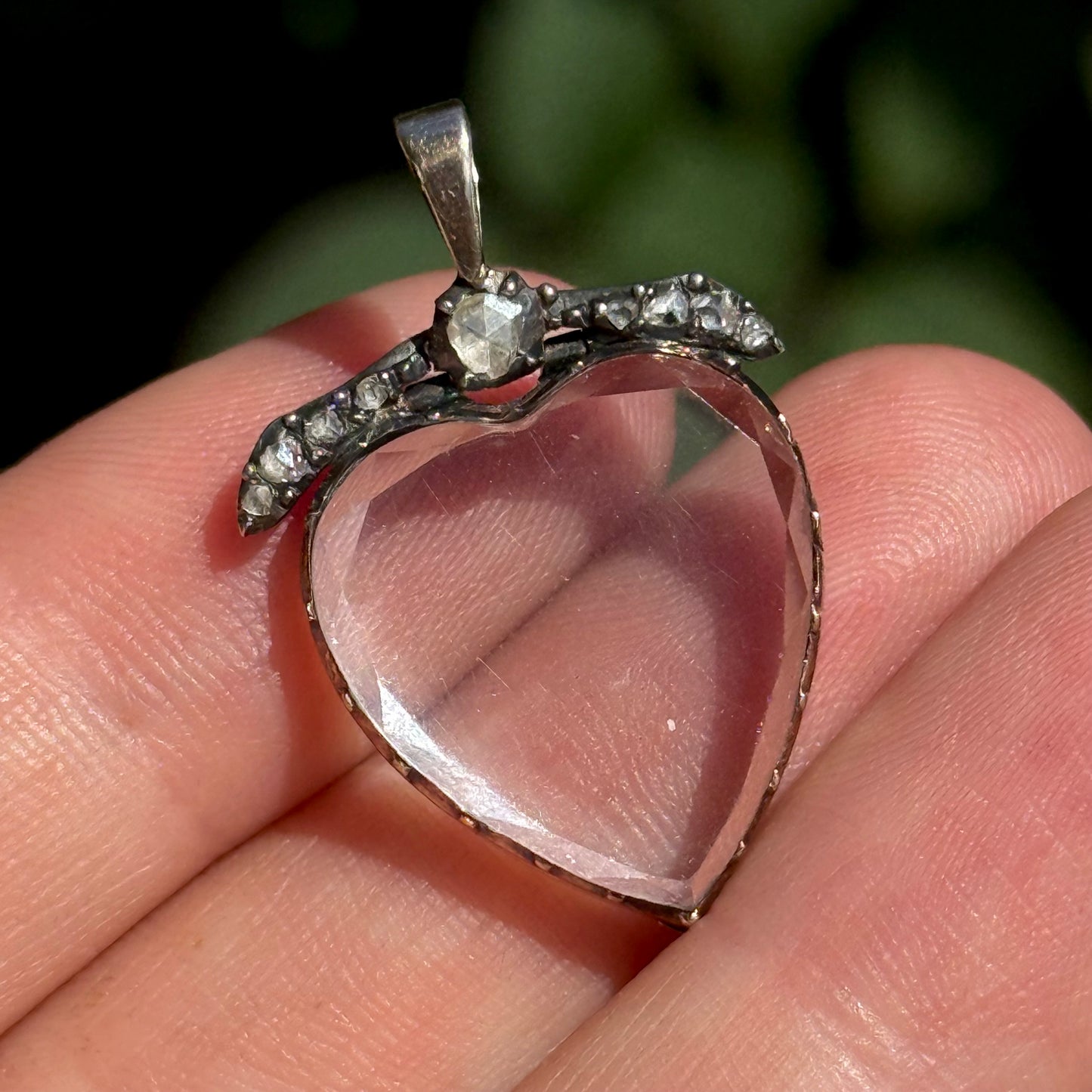 Georgian Diamond Heart Rock Crystal Locket; Circa 1800