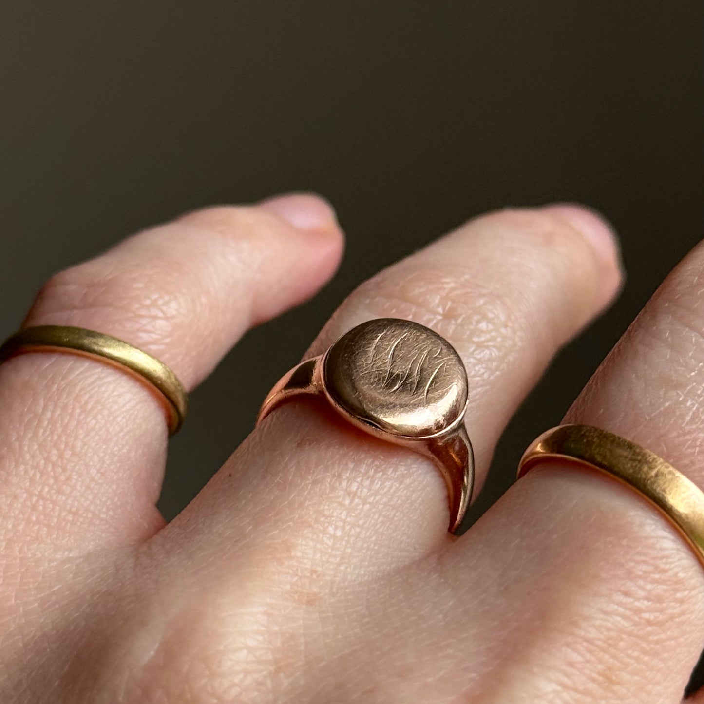 Antique Locket Signet Ring in 9 Carat Rose Gold; Circa 1914