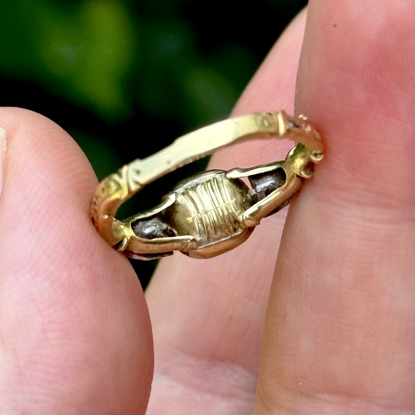 Georgian Diamond & Amethyst Mourning Ring; Circa 1767
