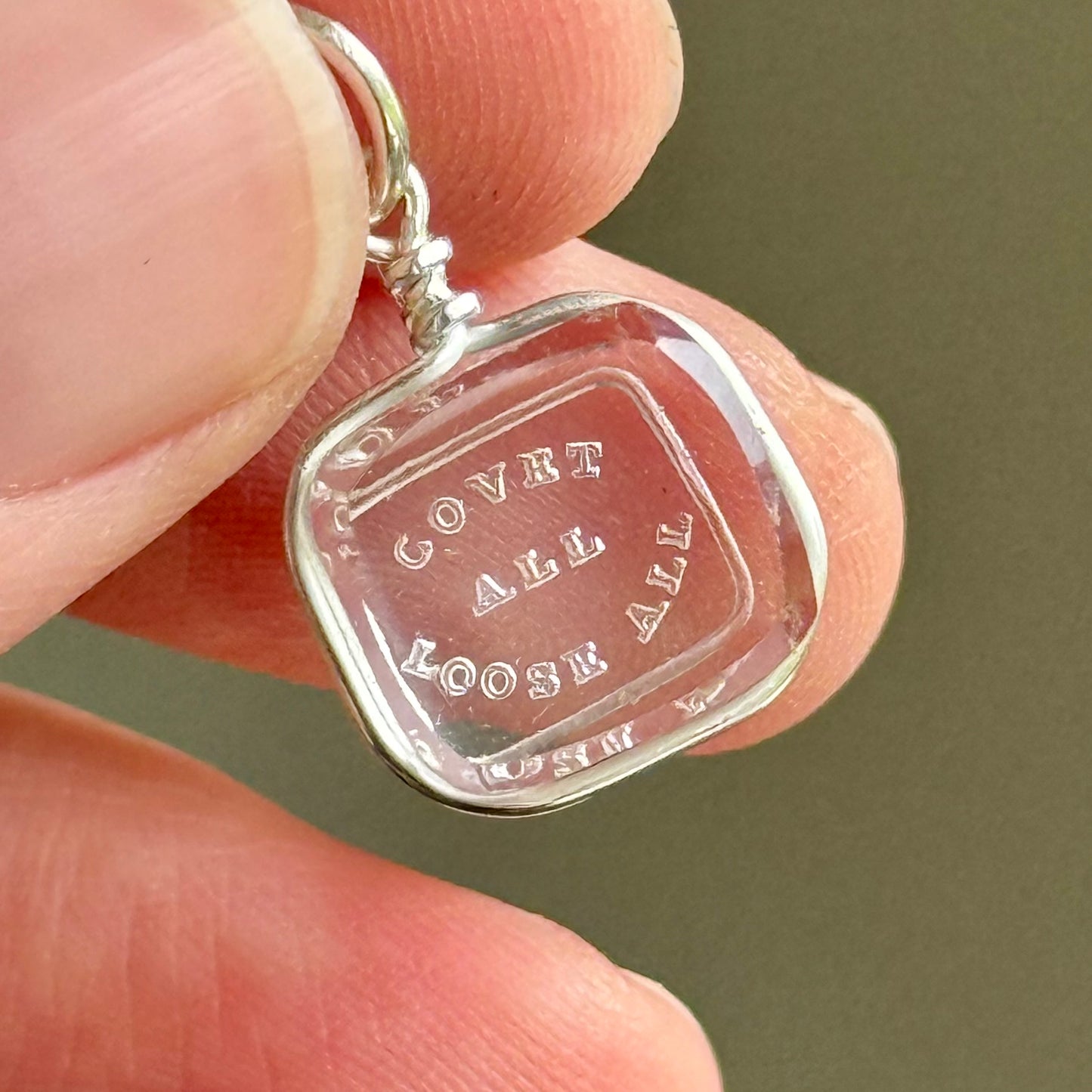 Antique Georgian Motto Glass Stone Pendant