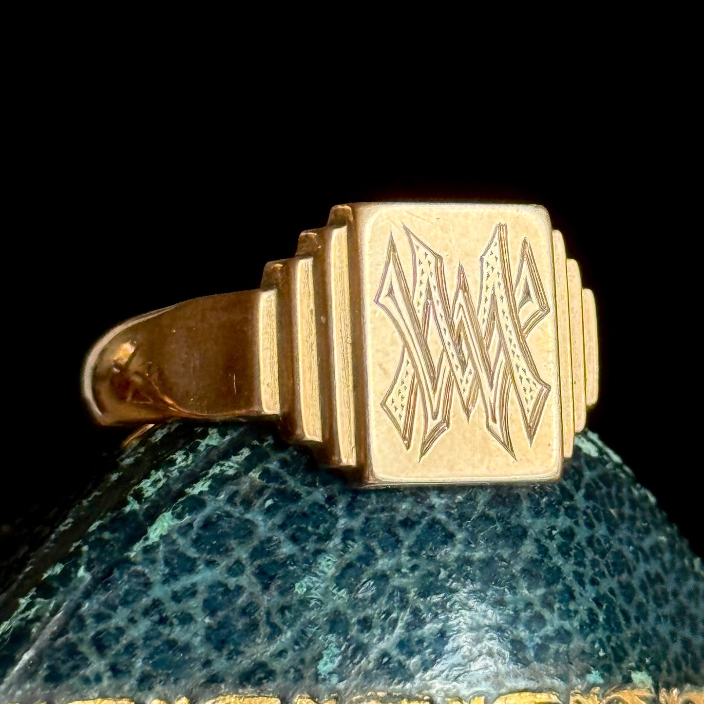 Heavy Vintage  Monogrammed Signet Ring; Circa 1936