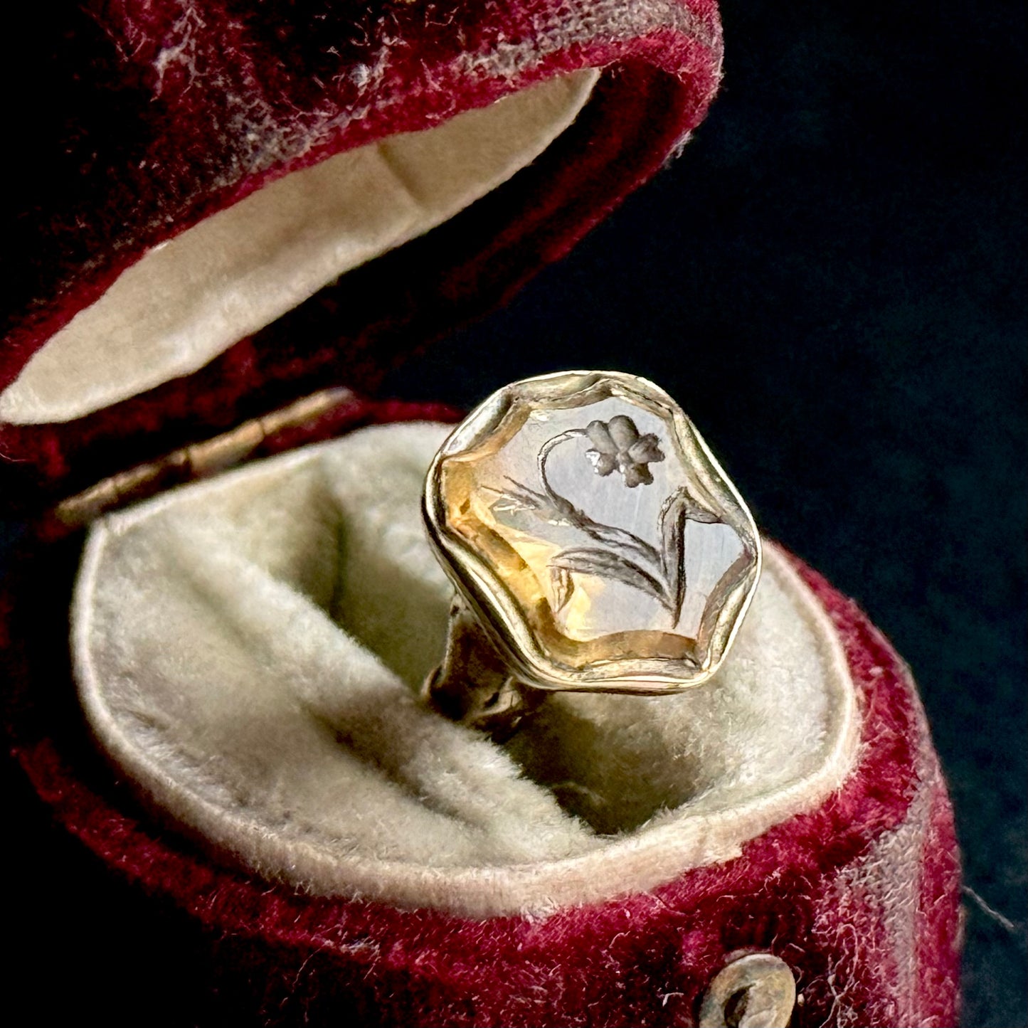 Antique Sentimental Citrine Intaglio Fob; Circa 1860