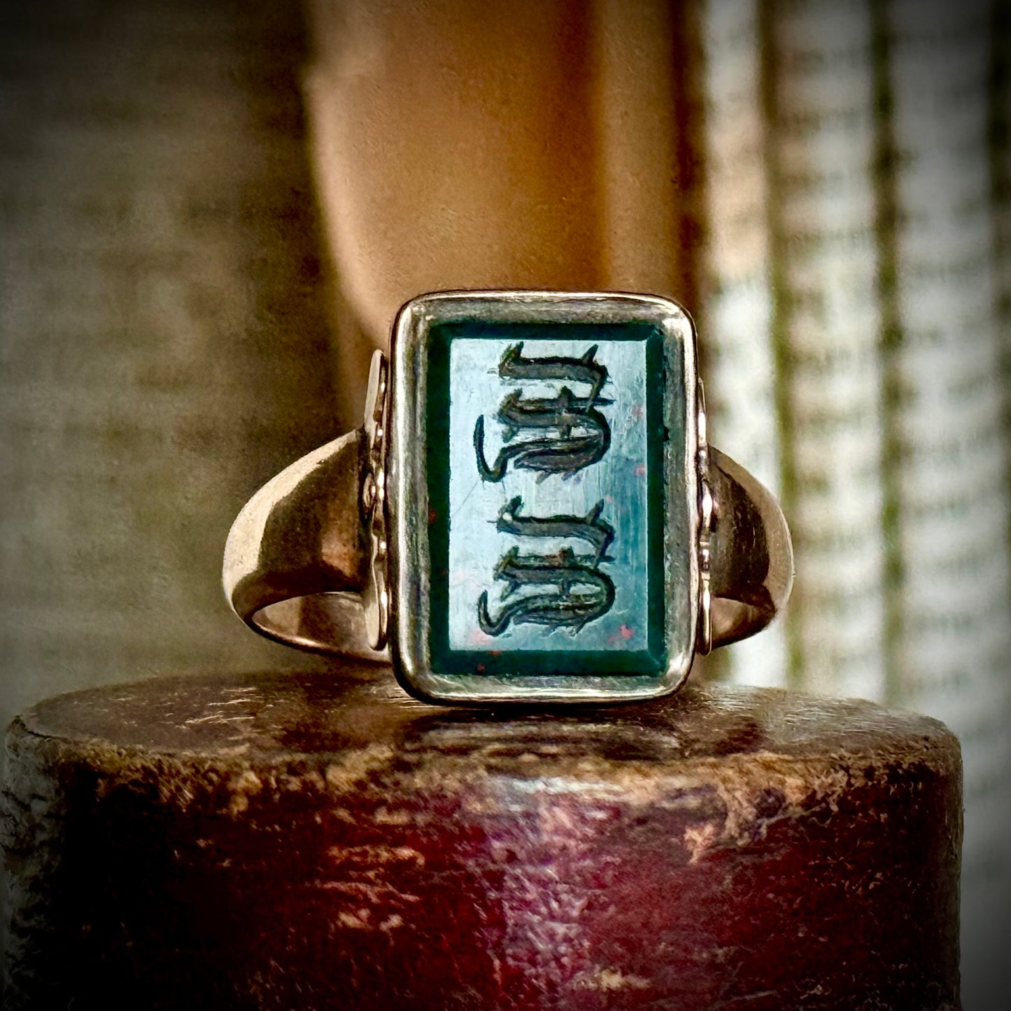 Rare Georgian Bloodstone Swivel Intaglio Ring; Heron-Maxwell Provenance