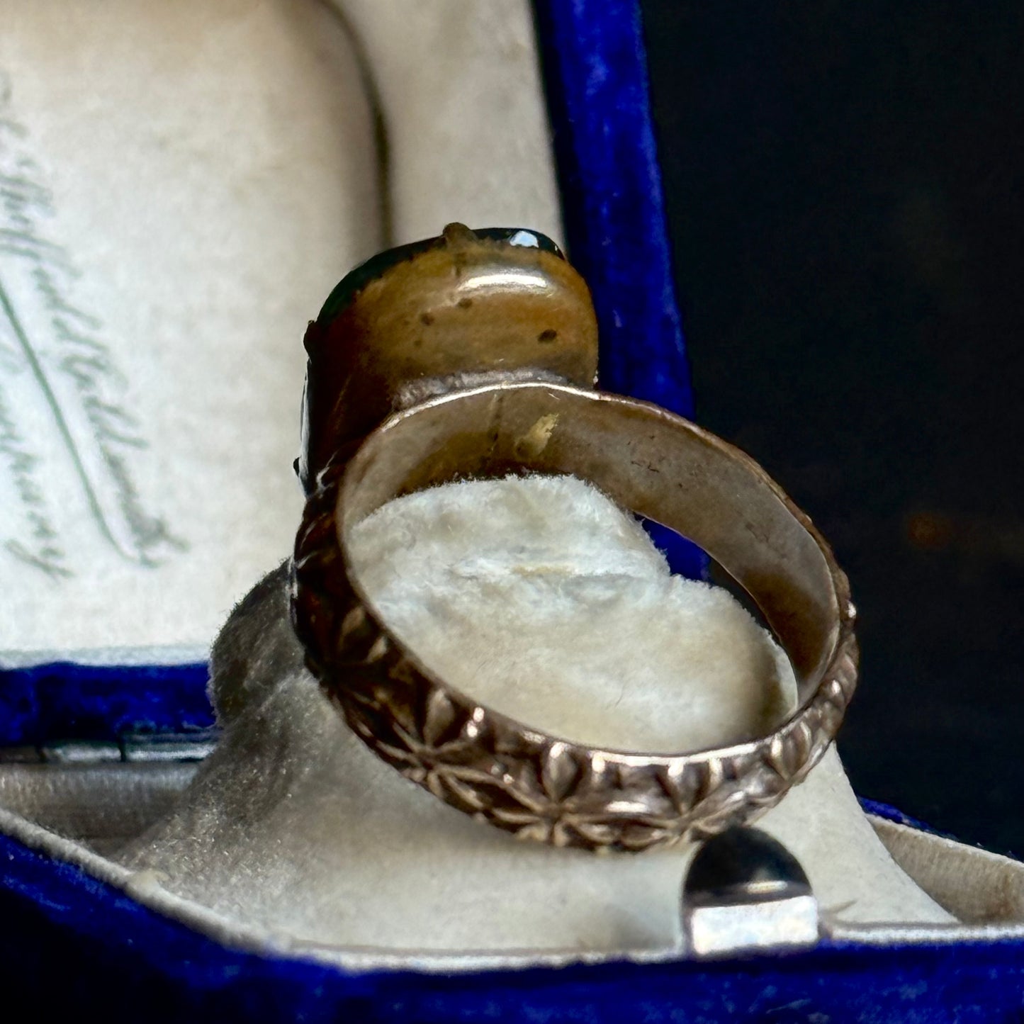 Antique Bloodstone Mourning Ring;Circa 1890