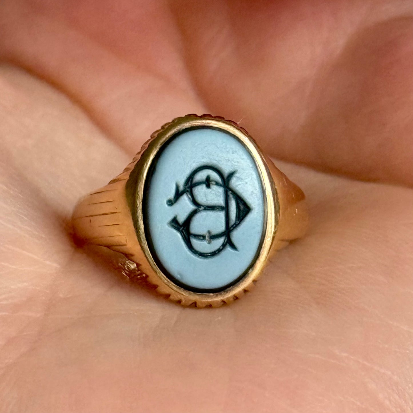 Antique Victorian Monogram Signet Ring in 18 Carat Gold; Circa 1890