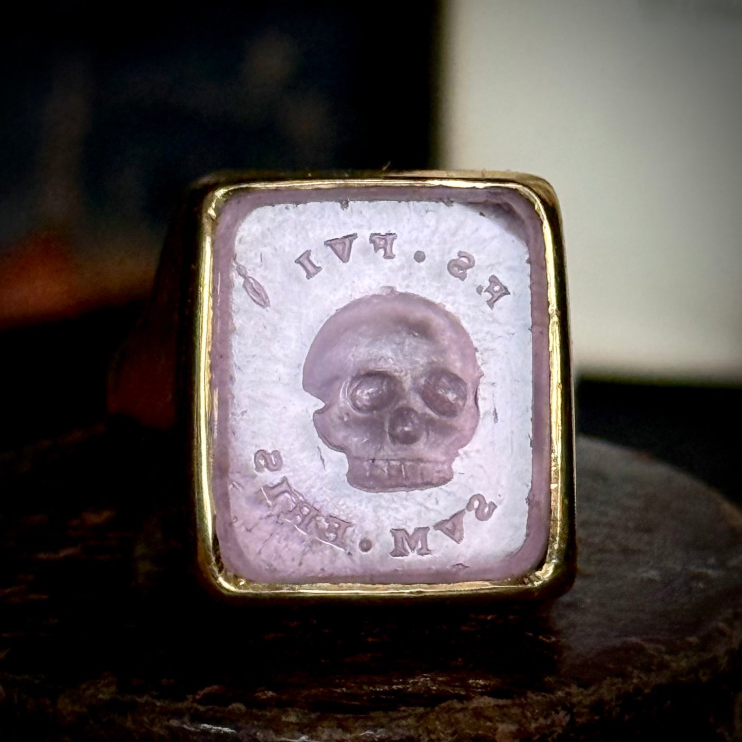 Momento Mori Skull Intaglio Ring in 18 Carat Gold