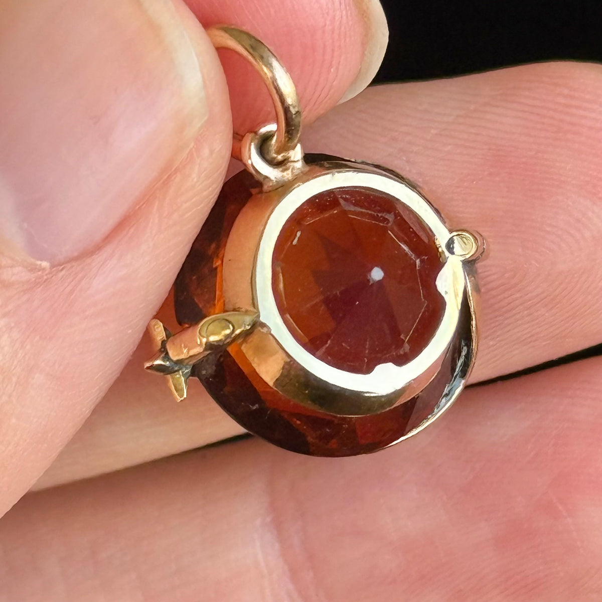 Antique Celestial Citrine & Diamond Pendant in 18 Carat Gold; Circa 1890