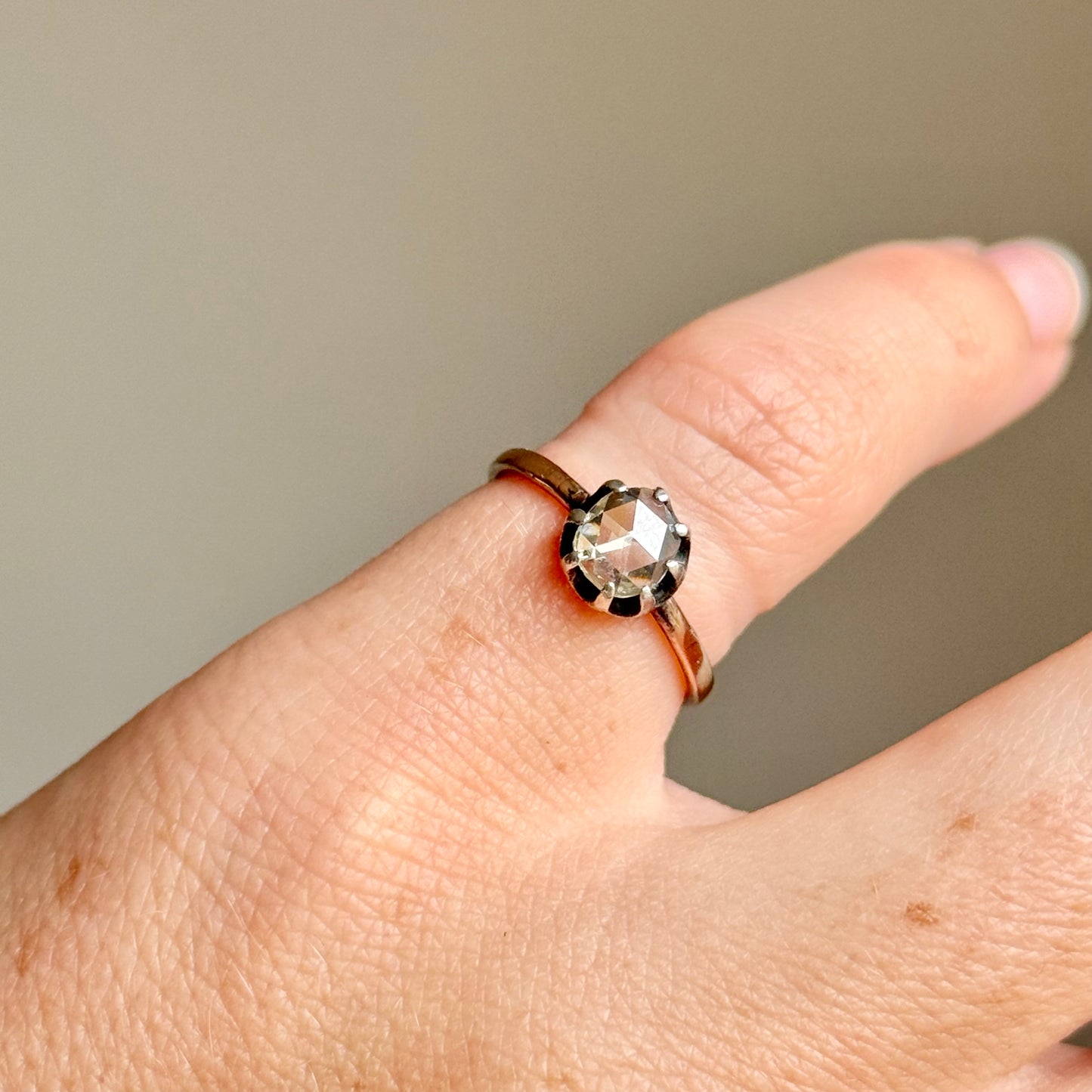 Georgian Rose Cut Diamond Ring in 9 Carat Rose Gold