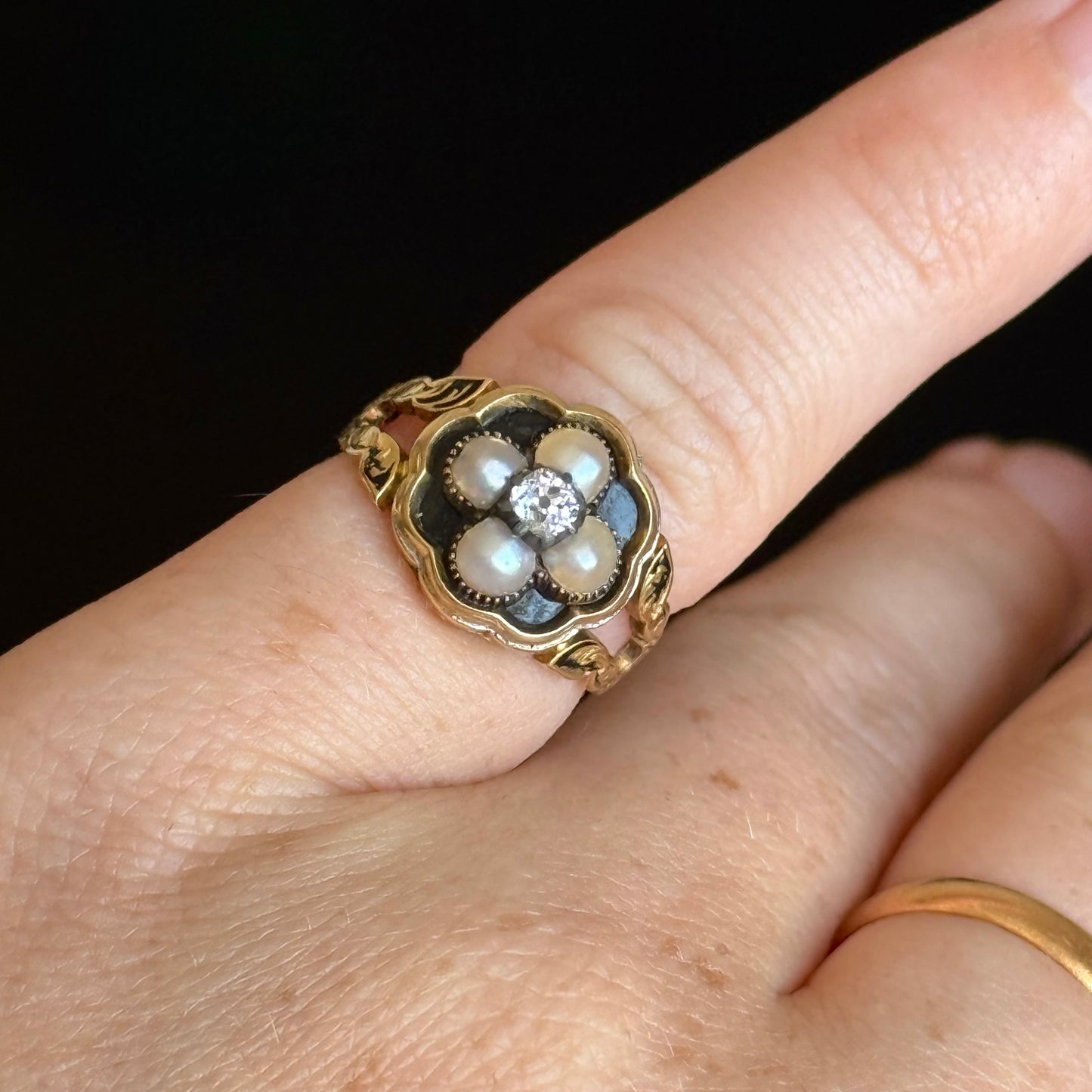 Antique Diamond Mourning Ring; Circa 1839