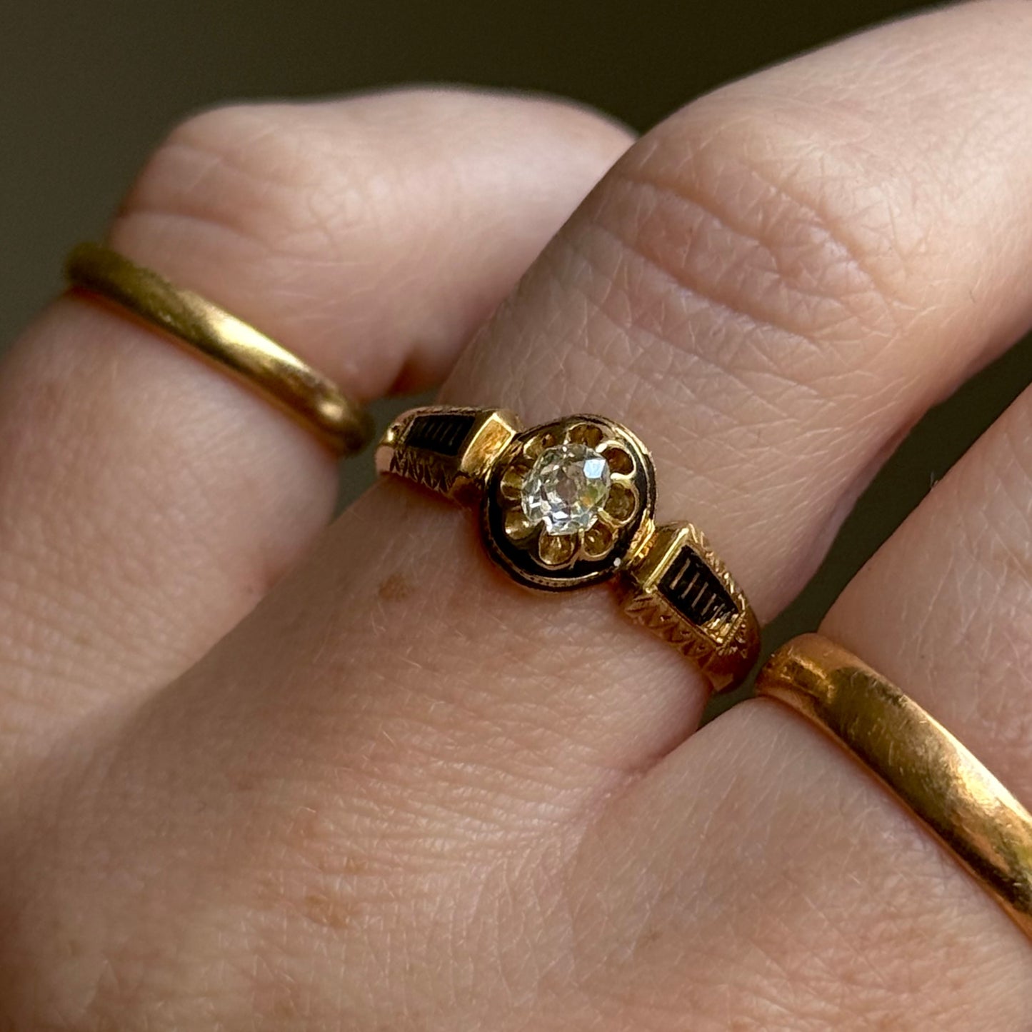 Victorian Diamond Mourning Ring in 18 Carat Gold