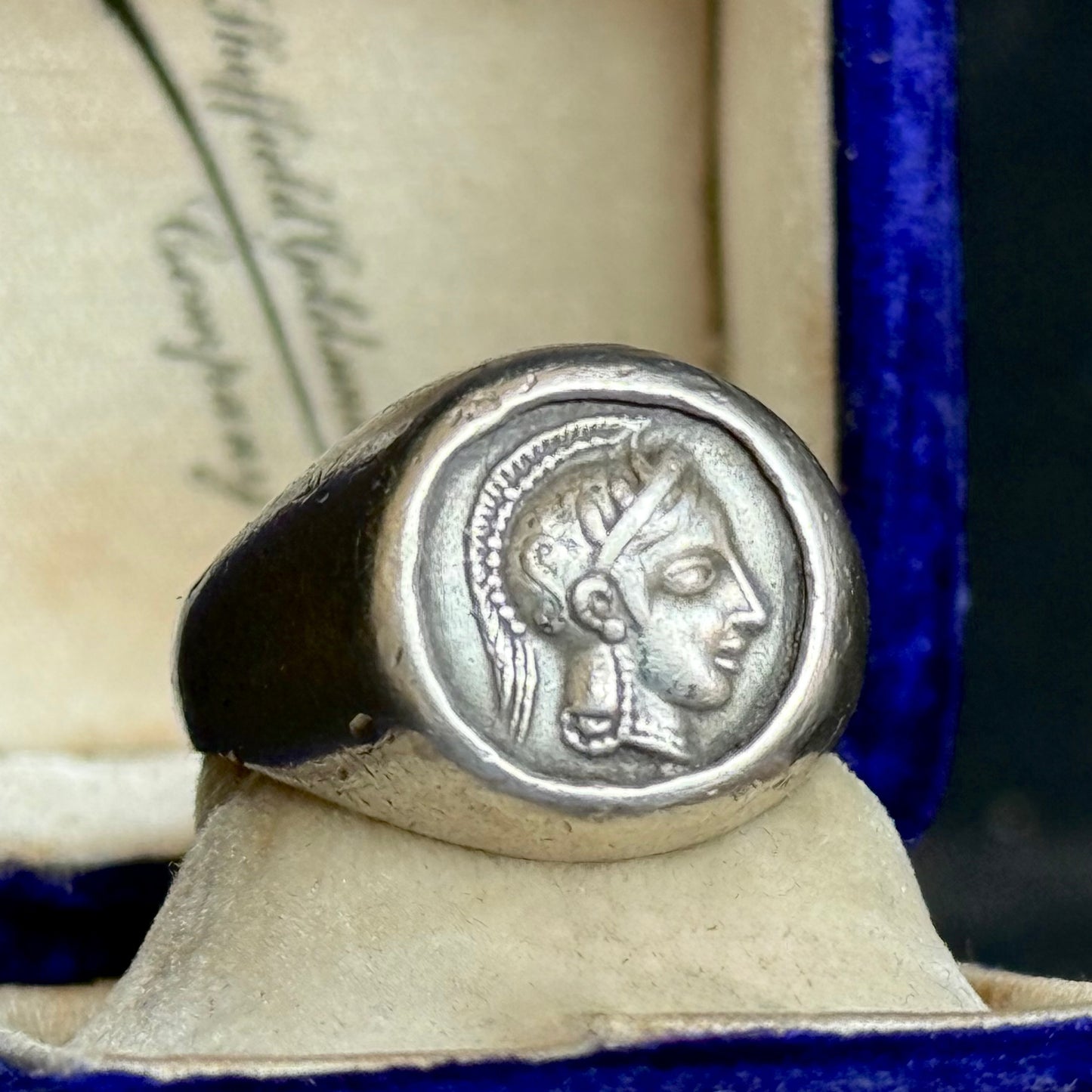 Vintage Silver Athenian Tetradrachm Ring; Circa 1890