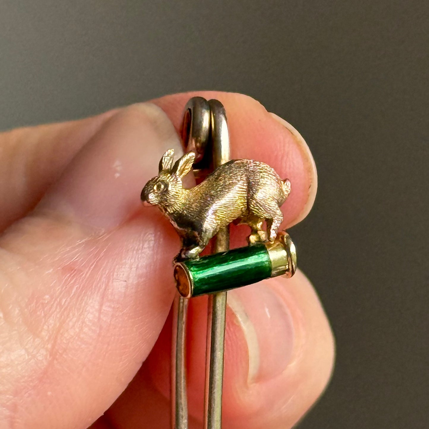 Antique Victorian Hare & Cartridge Brooch in 9 Carat Gold; Circa 1880