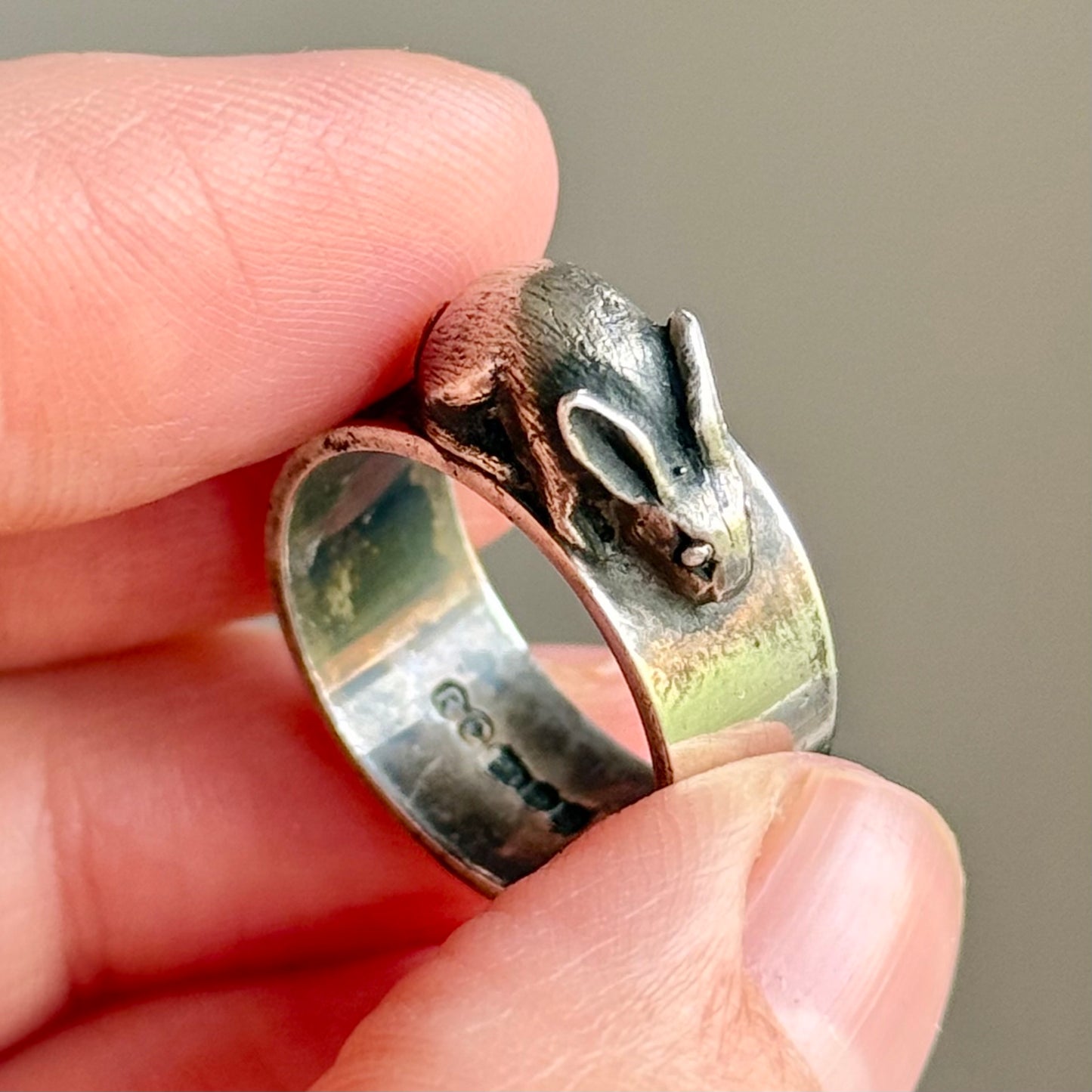 Vintage Chunky Bunny Ring in Sterling Silver