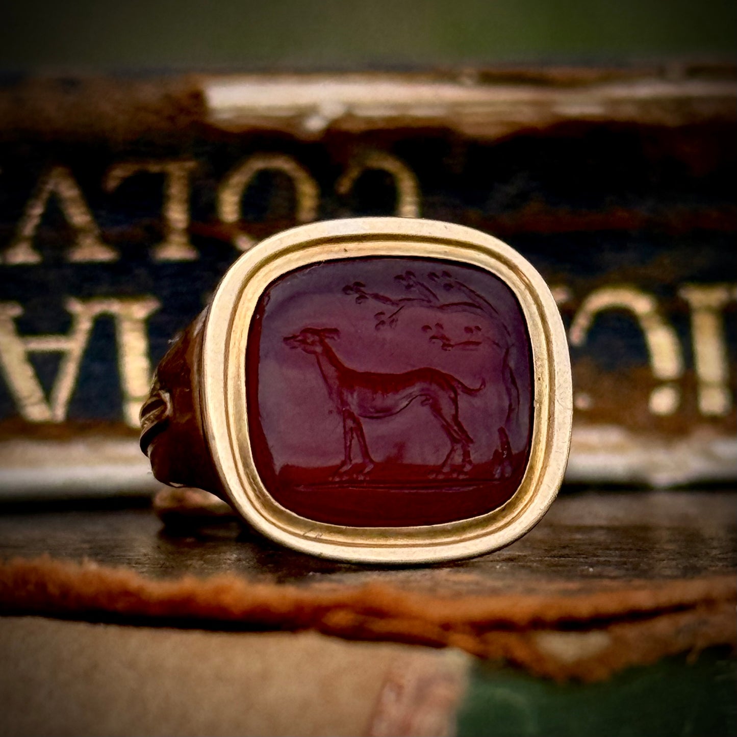 Antique French Carnelian Dog Intaglio Pendant