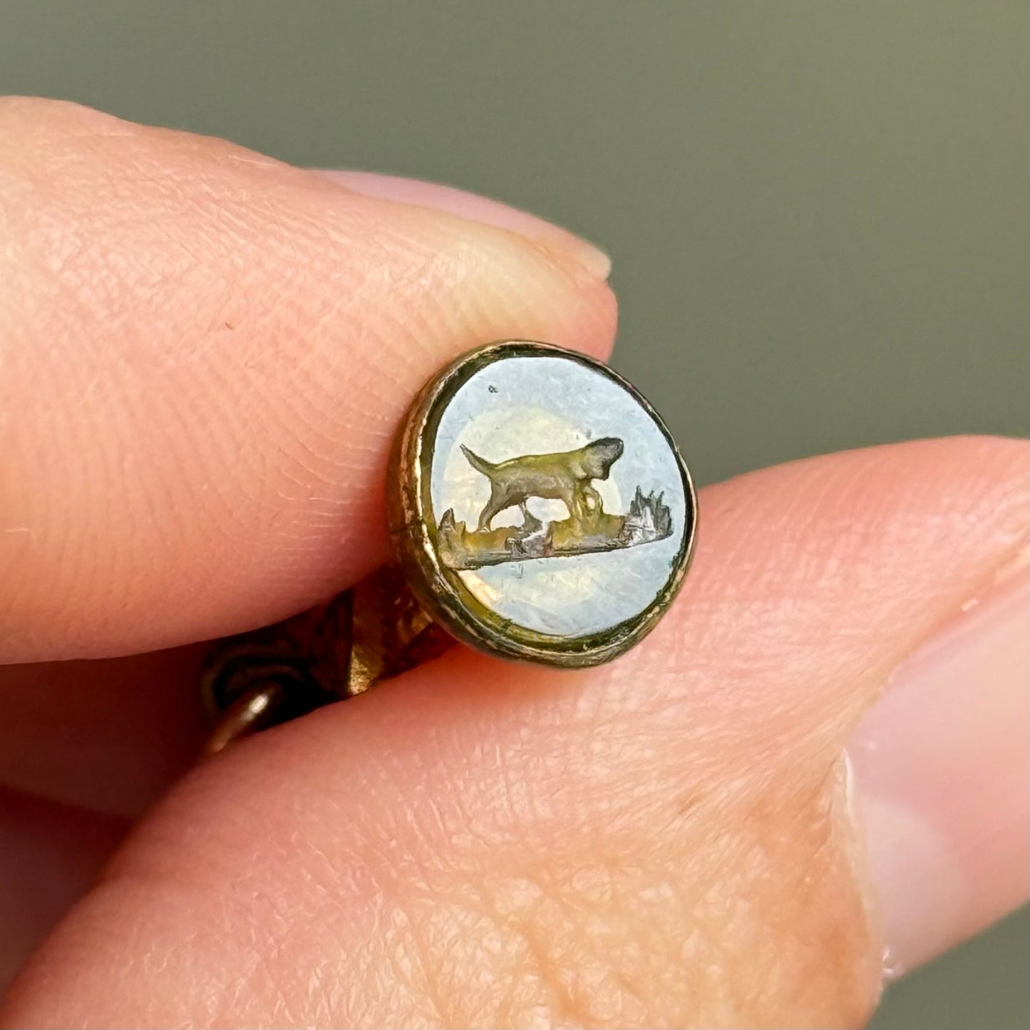 Antique Victorian Dog Intaglio Fob Pendant