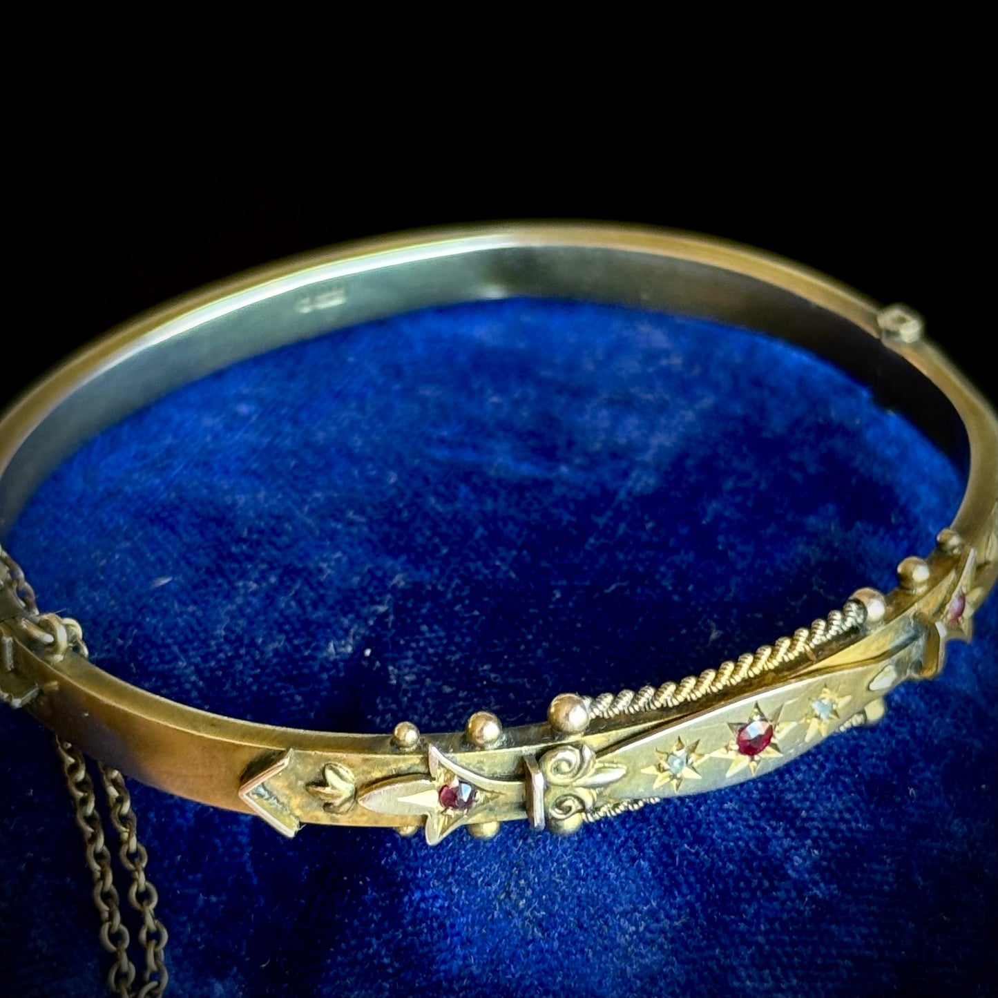 Antique Edwardian Ruby & Diamond Bangle; Circa  1902