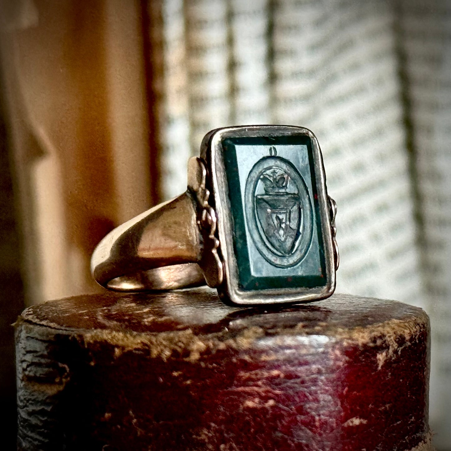 Rare Georgian Bloodstone Swivel Intaglio Ring; Heron-Maxwell Provenance