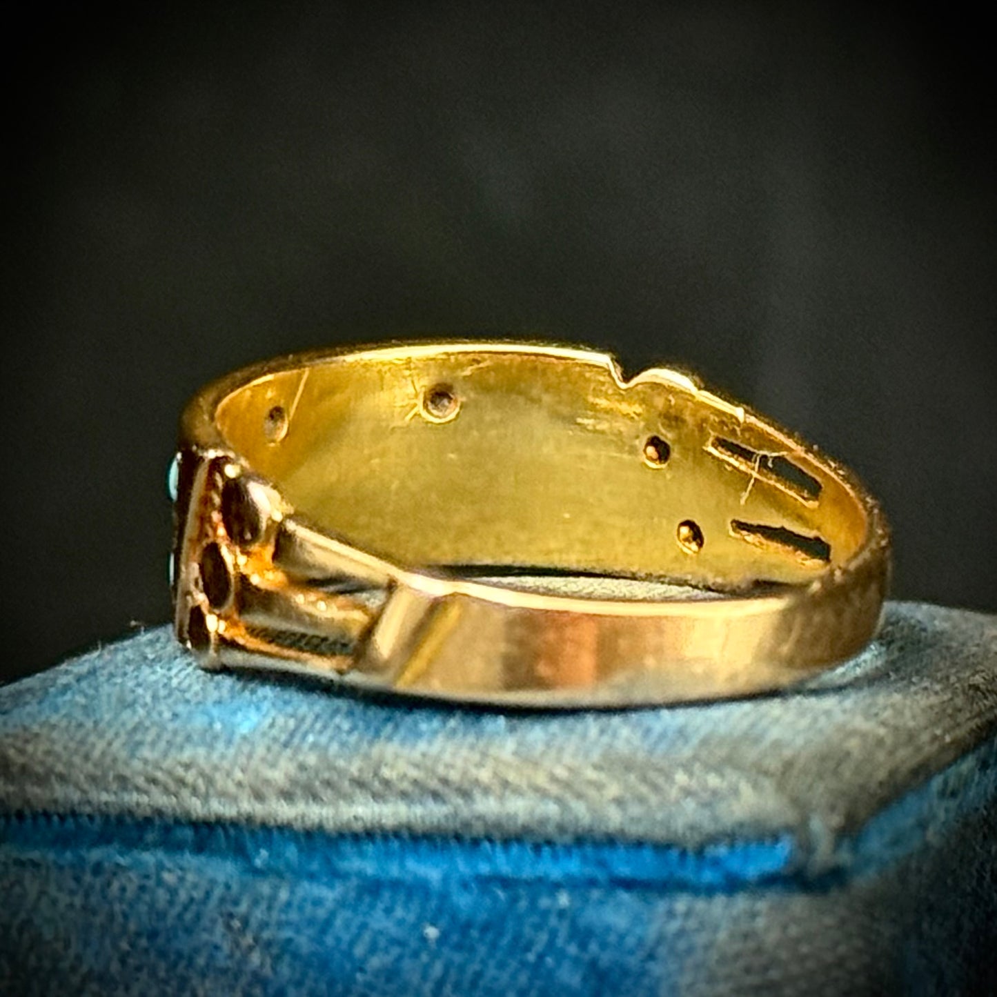 Victorian Turquoise & Diamond sentimental Ring in 15 Carat Gold