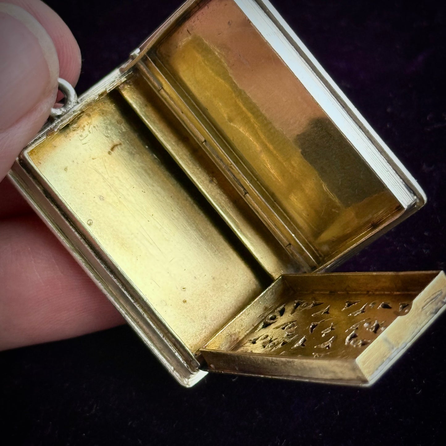 Antique Silver Victorian Book Vinaigrette; Circa 1835