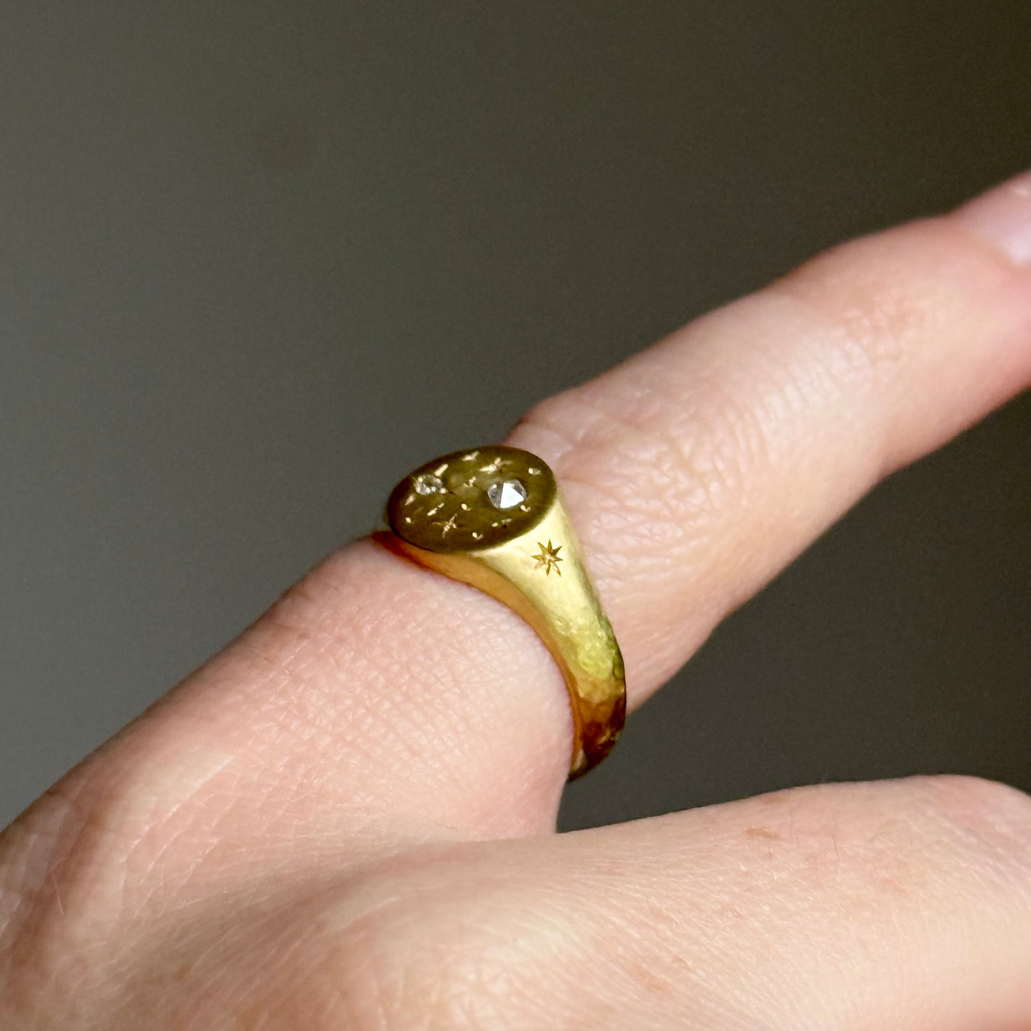 Celestial Diamond Signet Ring in 9 Carat Gold