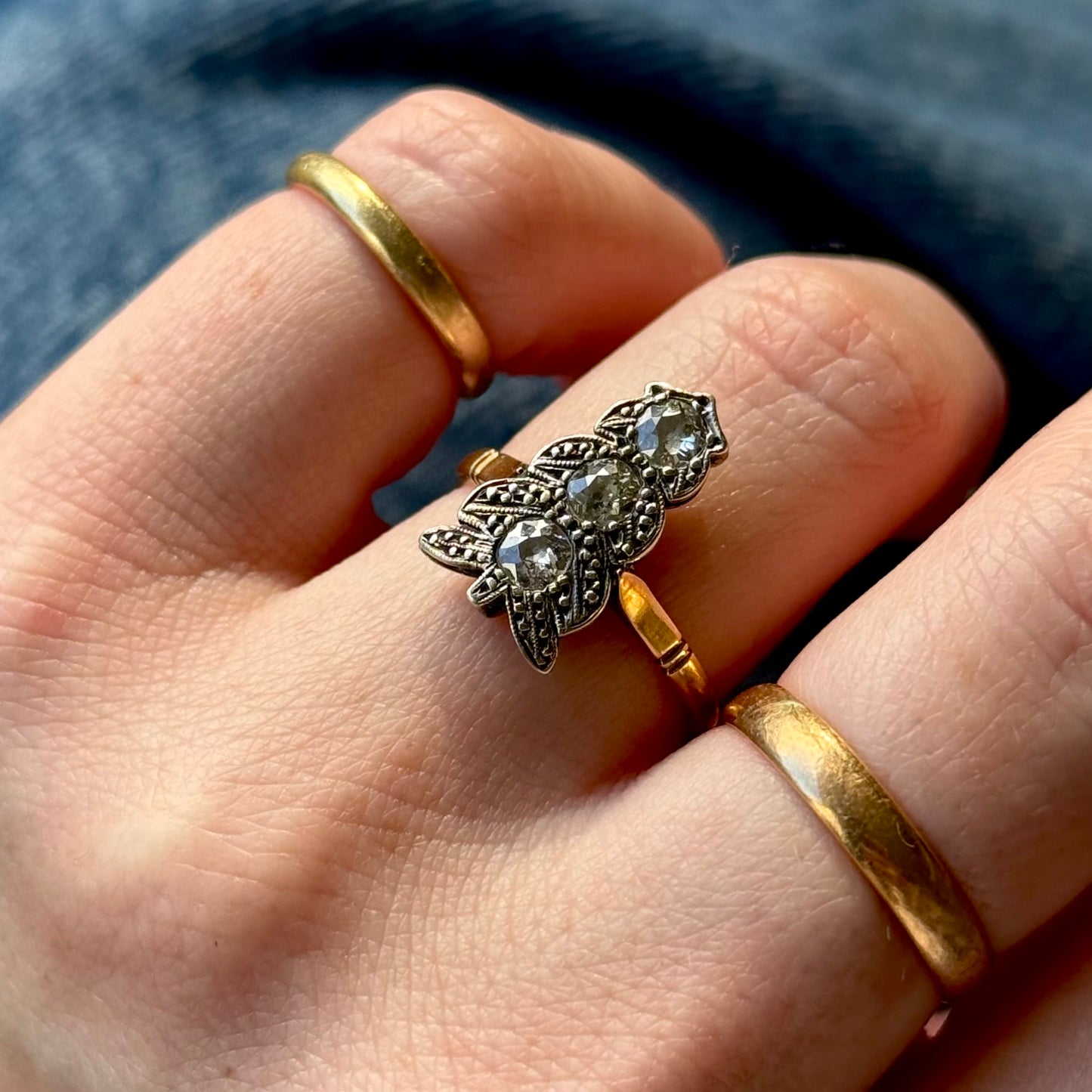 Antique Victorian Diamond Arrow Ring; Circa 1880