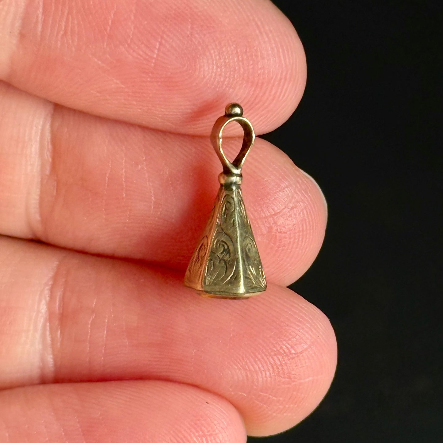 Antique Tiny Intaglio Fob Pendant in 9 Carat Gold; Circa 1880