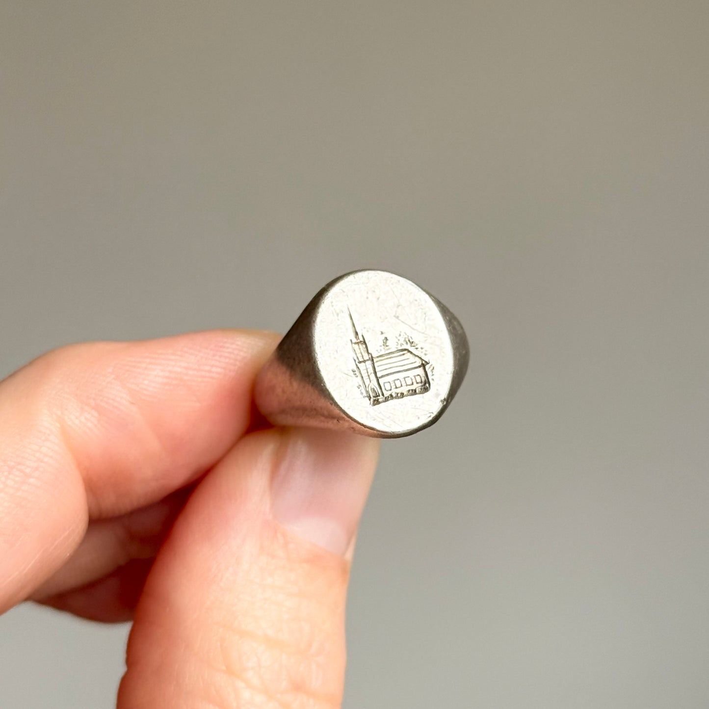 Antique Ecclesiastical Silver Signet Ring