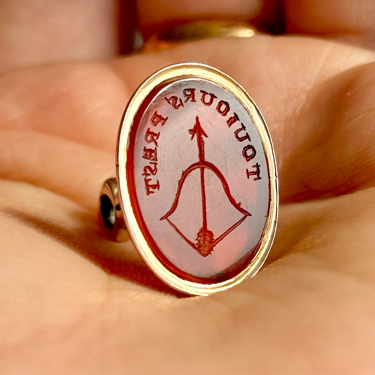 Antique Carnelian French Arrow Intaglio Fob Pendant