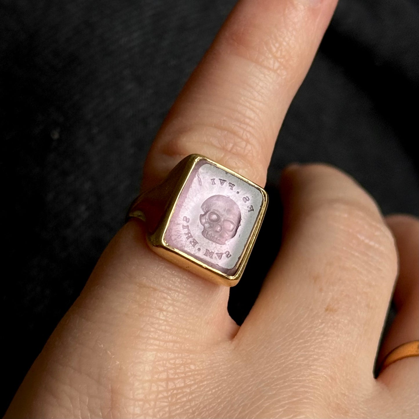 Momento Mori Skull Intaglio Ring in 18 Carat Gold