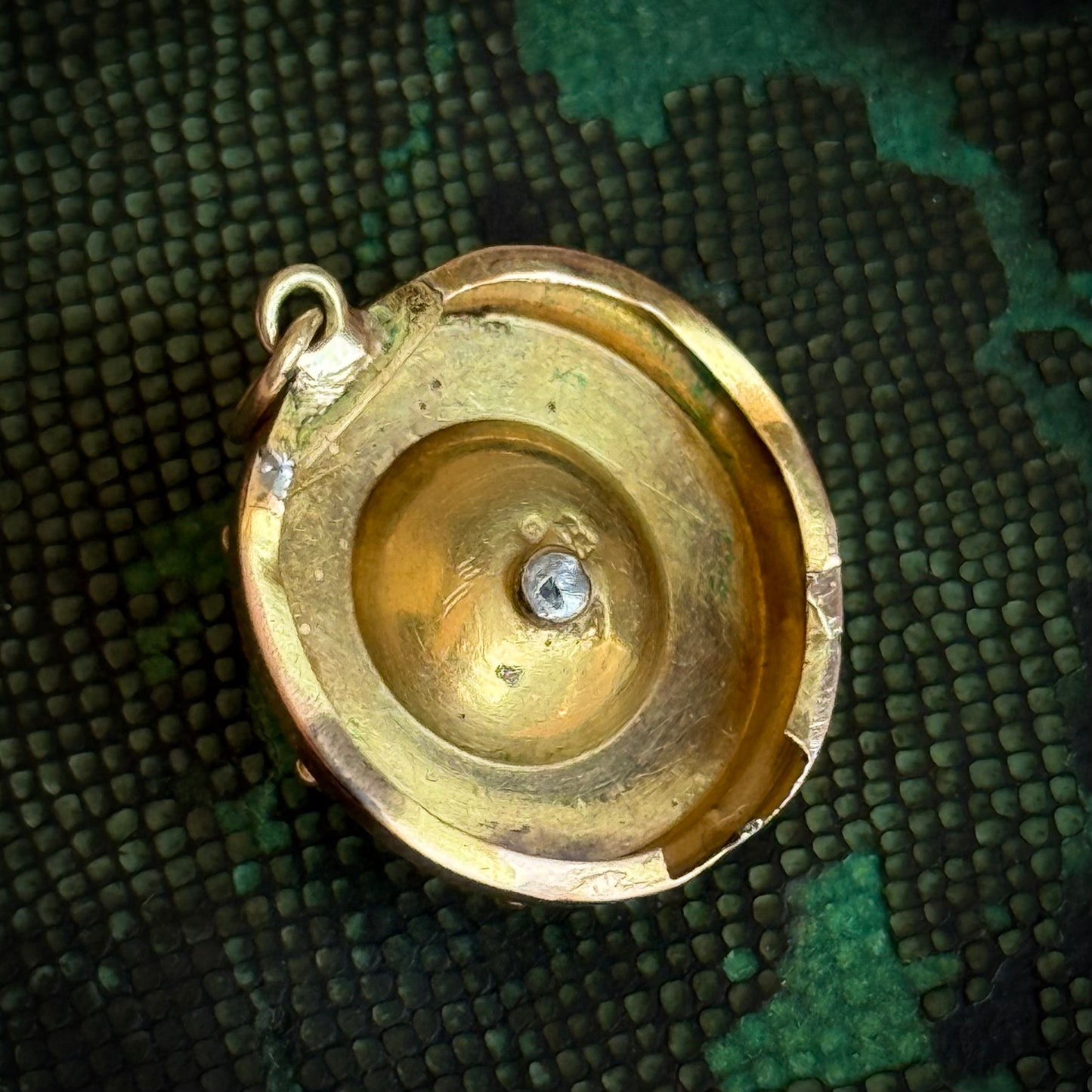 Antique Victorian Enamel Disc Pendant; Circa 1890