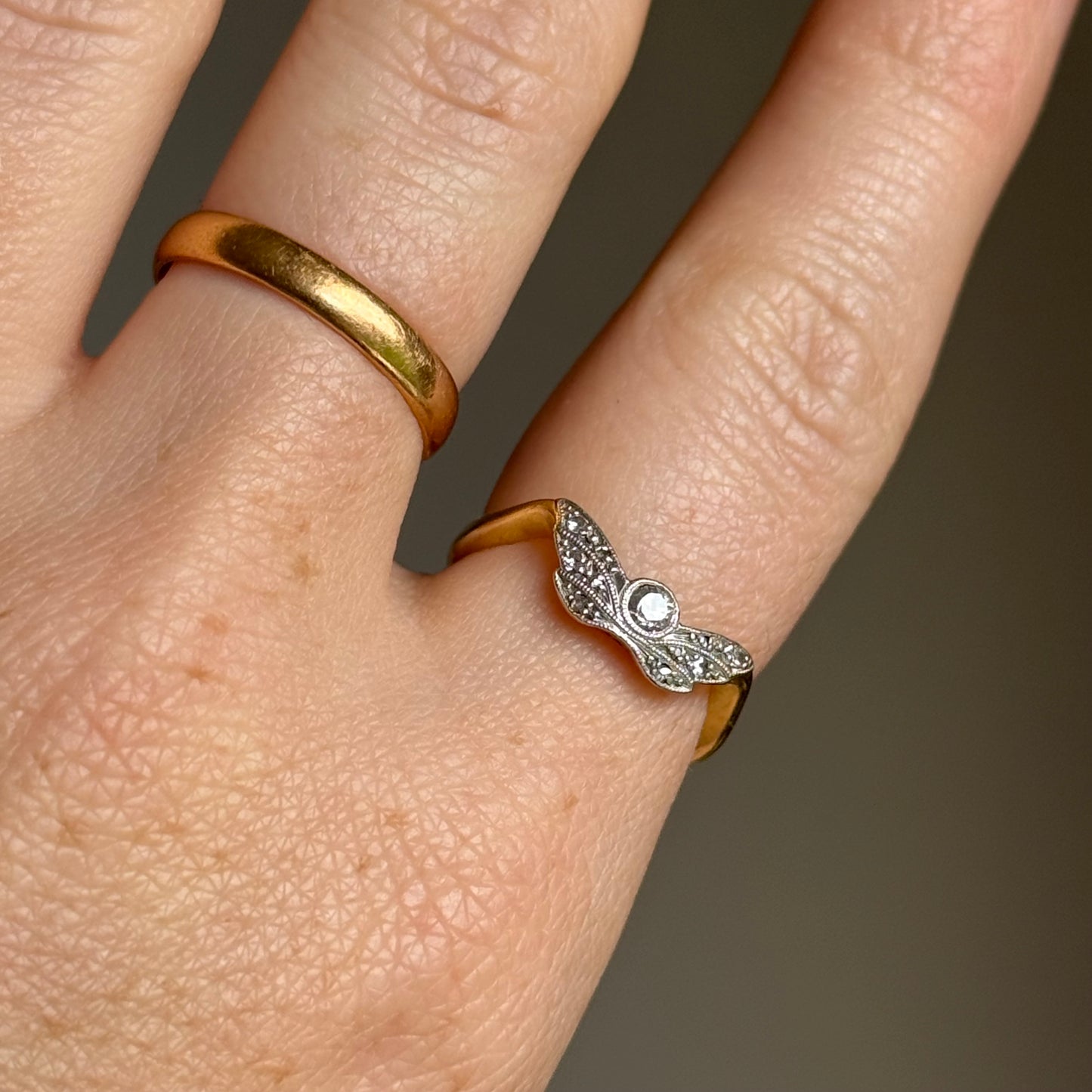 Antique Diamond Winged Ring in 18 Carat Gold; Circa 1900