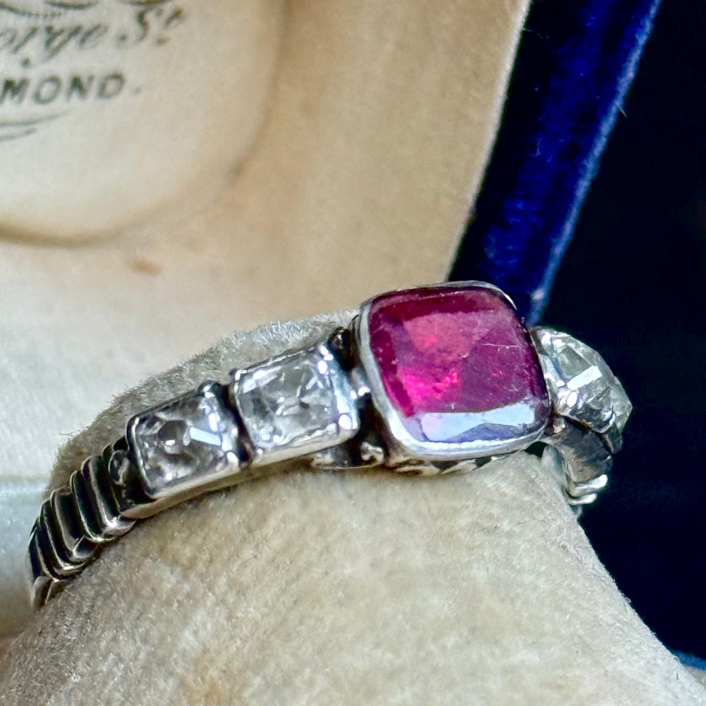 Antique Diamond & Garnet Ring; Circa 1840