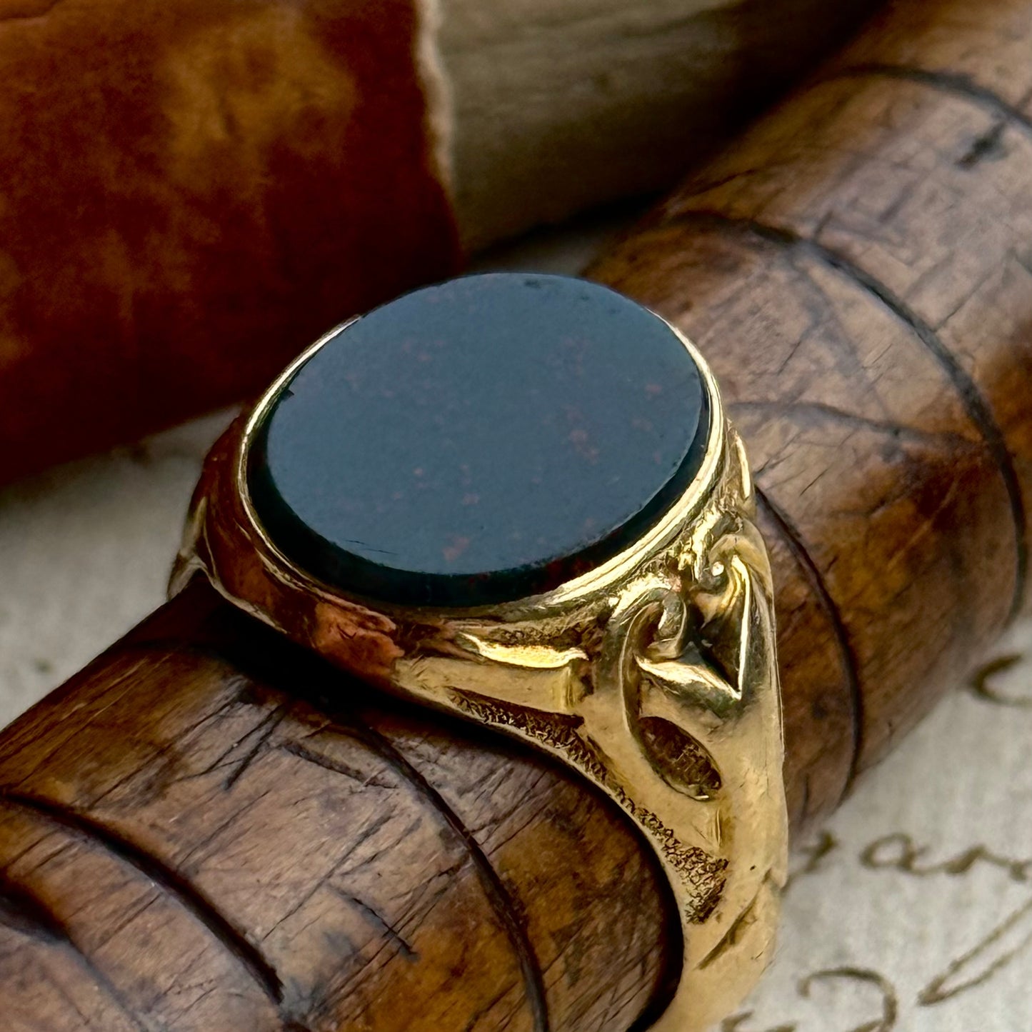 Victorian Bloodstone Signet Ring in 18 Carat Gold; Circa 1880