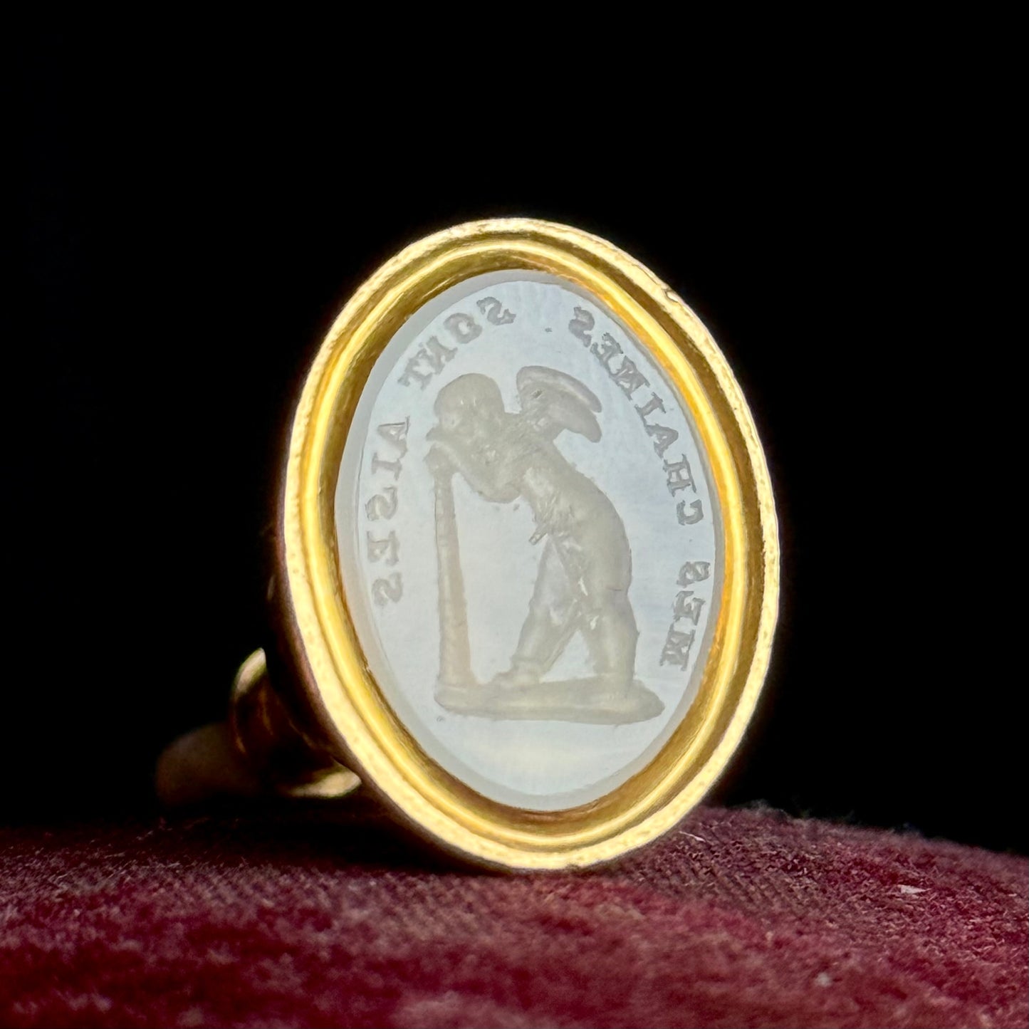 Antique Cherub Sentimental Intaglio Pendant