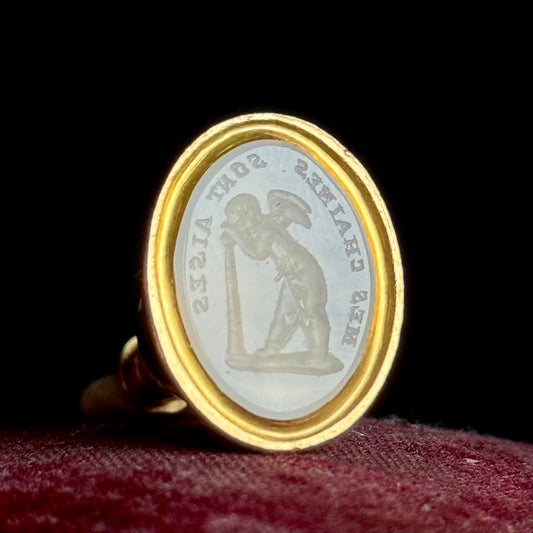 Antique Cherub Sentimental Intaglio Pendant