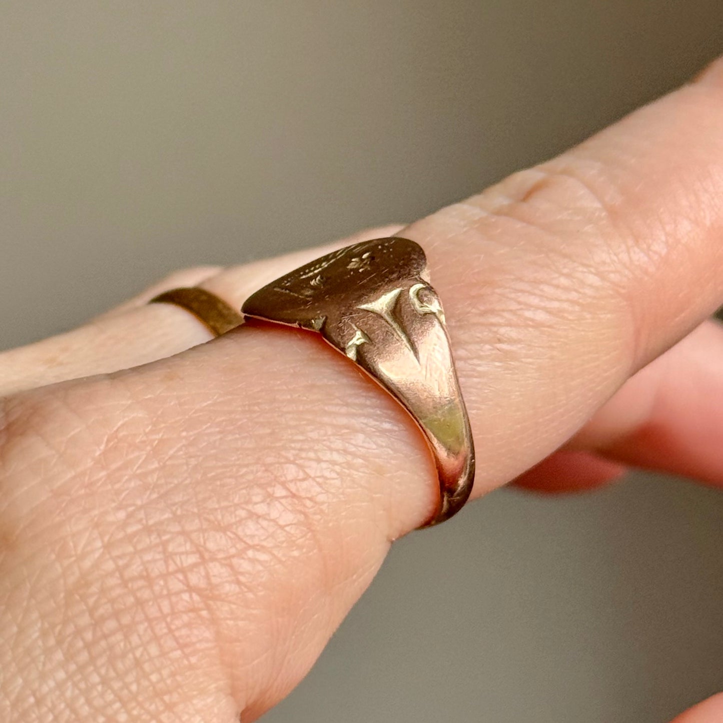 Antique Unicorn Signet Ring in 9 Carat Rose Gold; Circa 1917