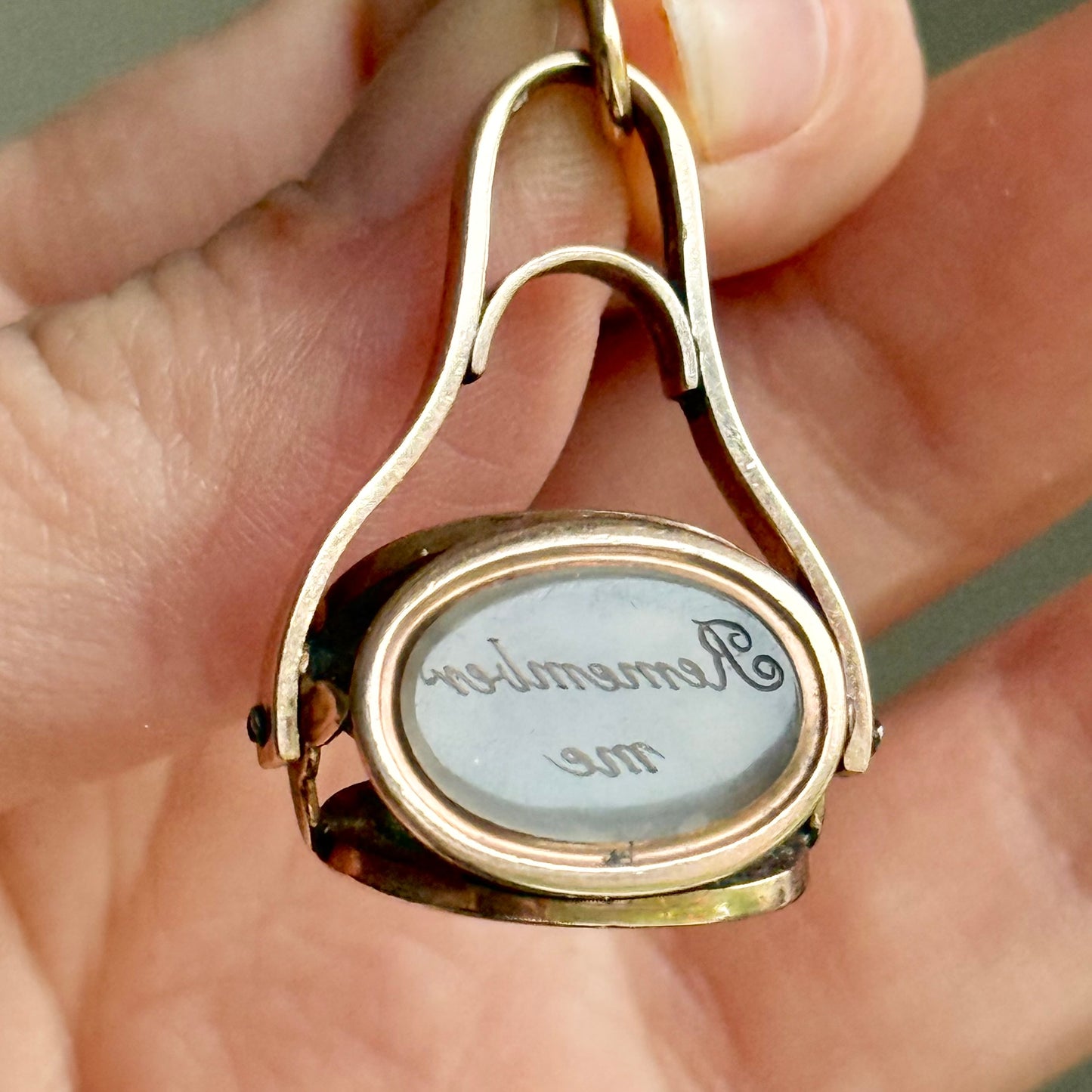 Antique Georgian Sentimental Intaglio Spinning Fob Pendant