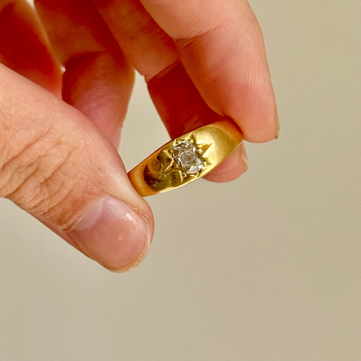 Victorian Oval Old Cut Ring in 18 Carat Gold; Circa 1880