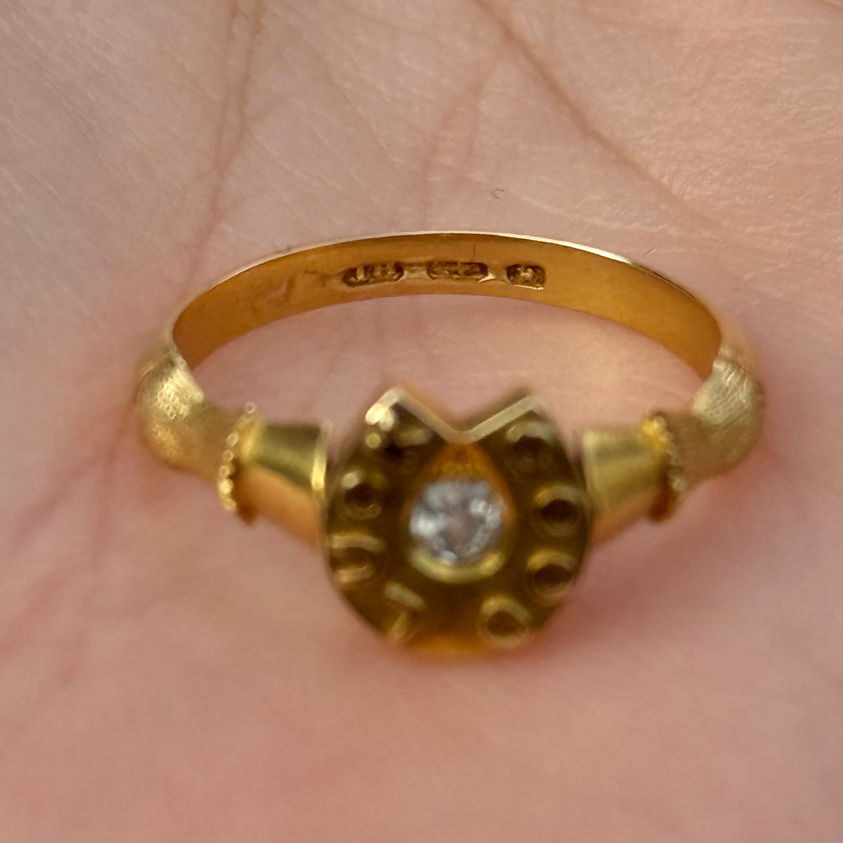 Antique Diamond Lucky Horseshoe Ring in 18 Carat Gold; circa 1884