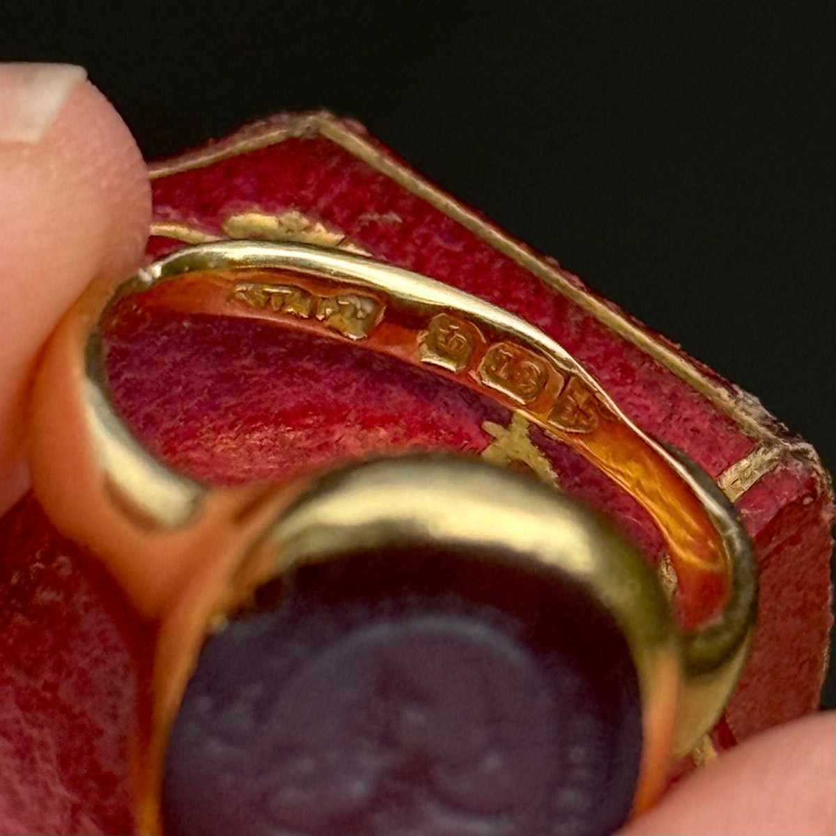 Antique Intaglio Signet Ring 18 Carat Gold; Circa 1880