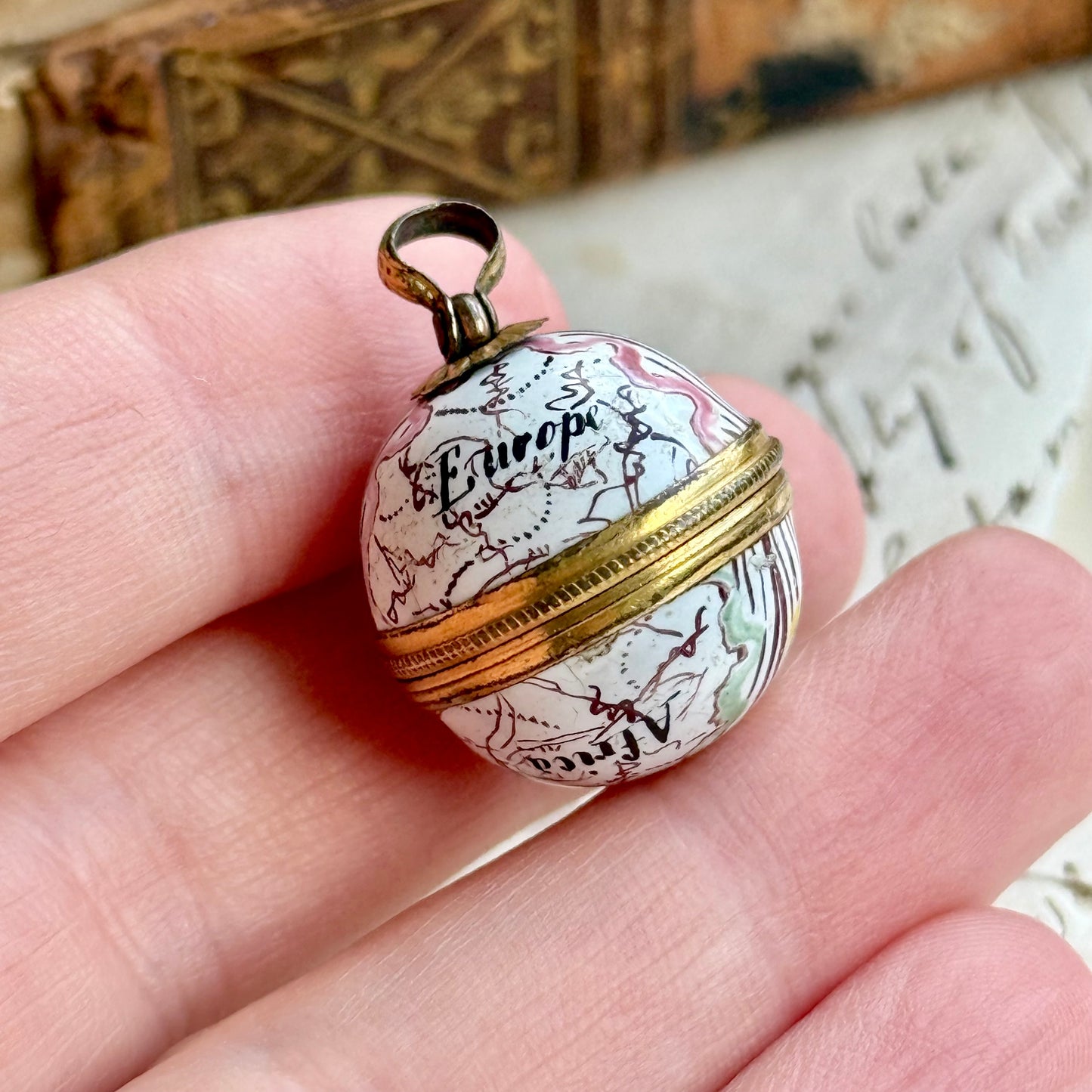 Antique Victorian Enamel Globe Locket