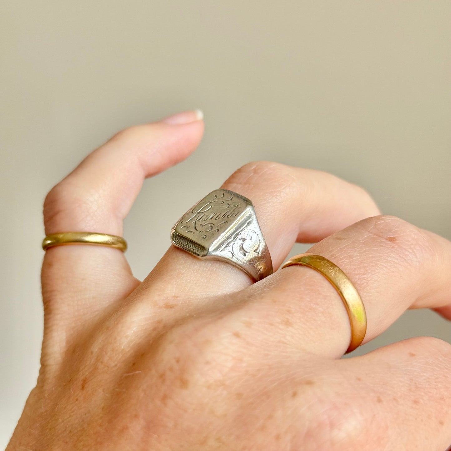 Antique Randi Signet Ring in Sterling Silver