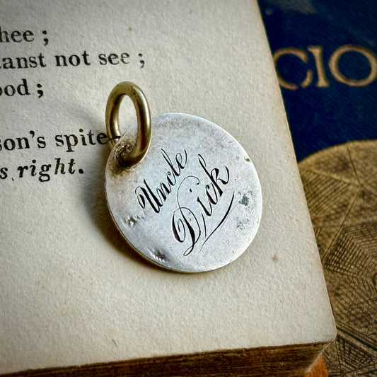 Victorian Love Token 'Uncle Dick' Coin Pendant; Circa 1860