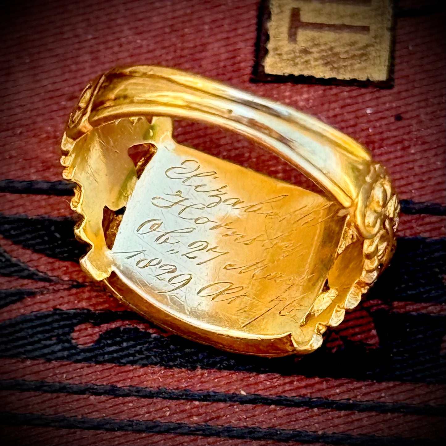 Georgian Garnet Mourning Ring; Circa 1829