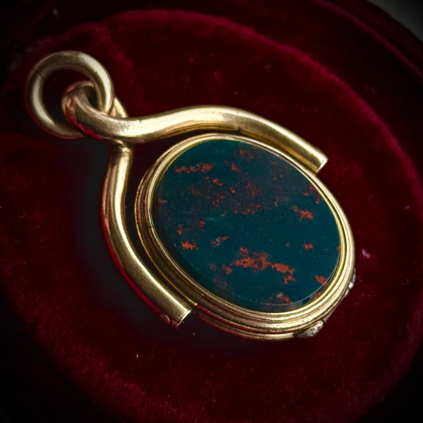 Antique Monogram 'B' Agate Locket Swivel Fob