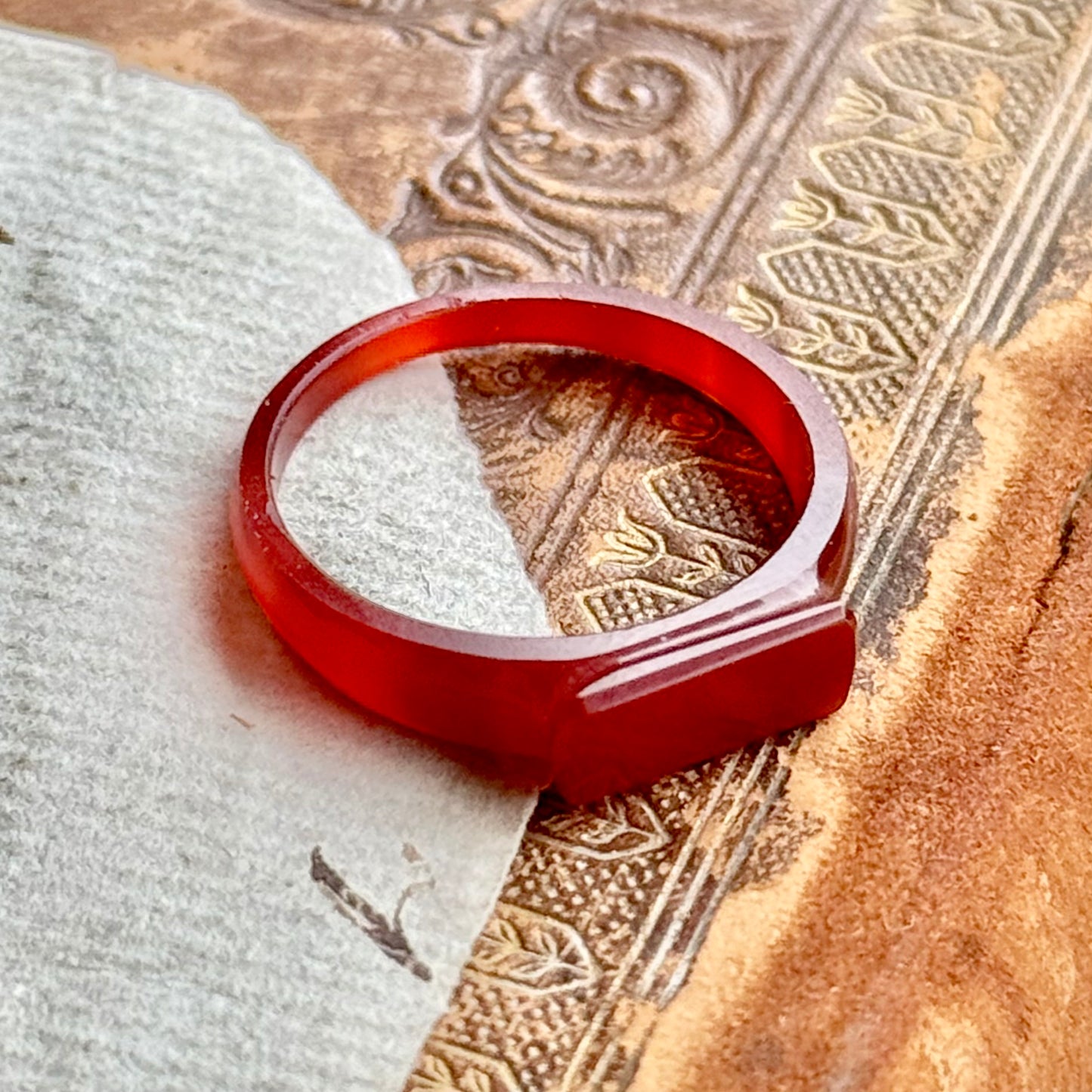 Antique Carnelian Carved Signet Ring; Circa 1880