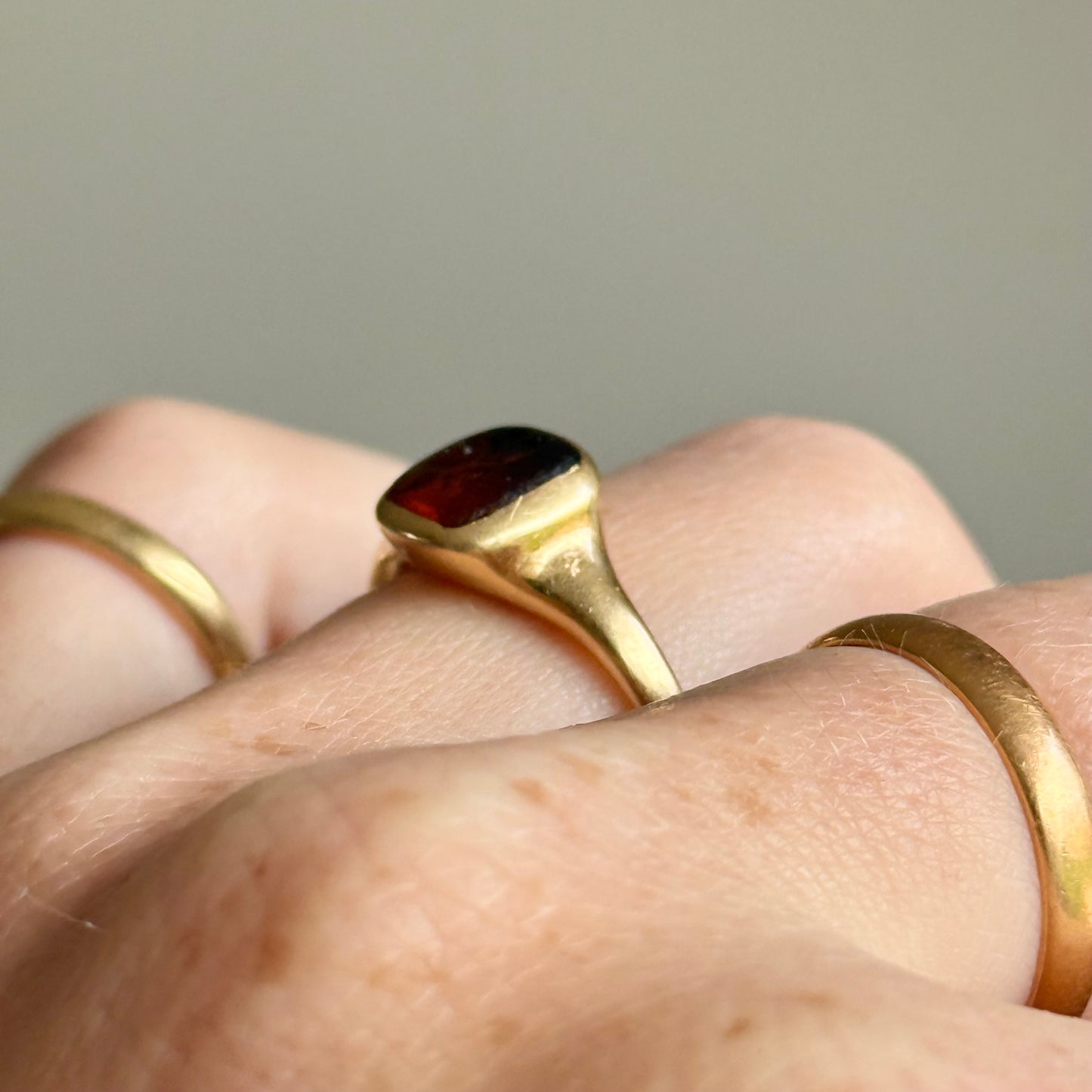 Edwardian 18 Carat Gold Intaglio Ring Depicting the Goddess Diana, Circa 910