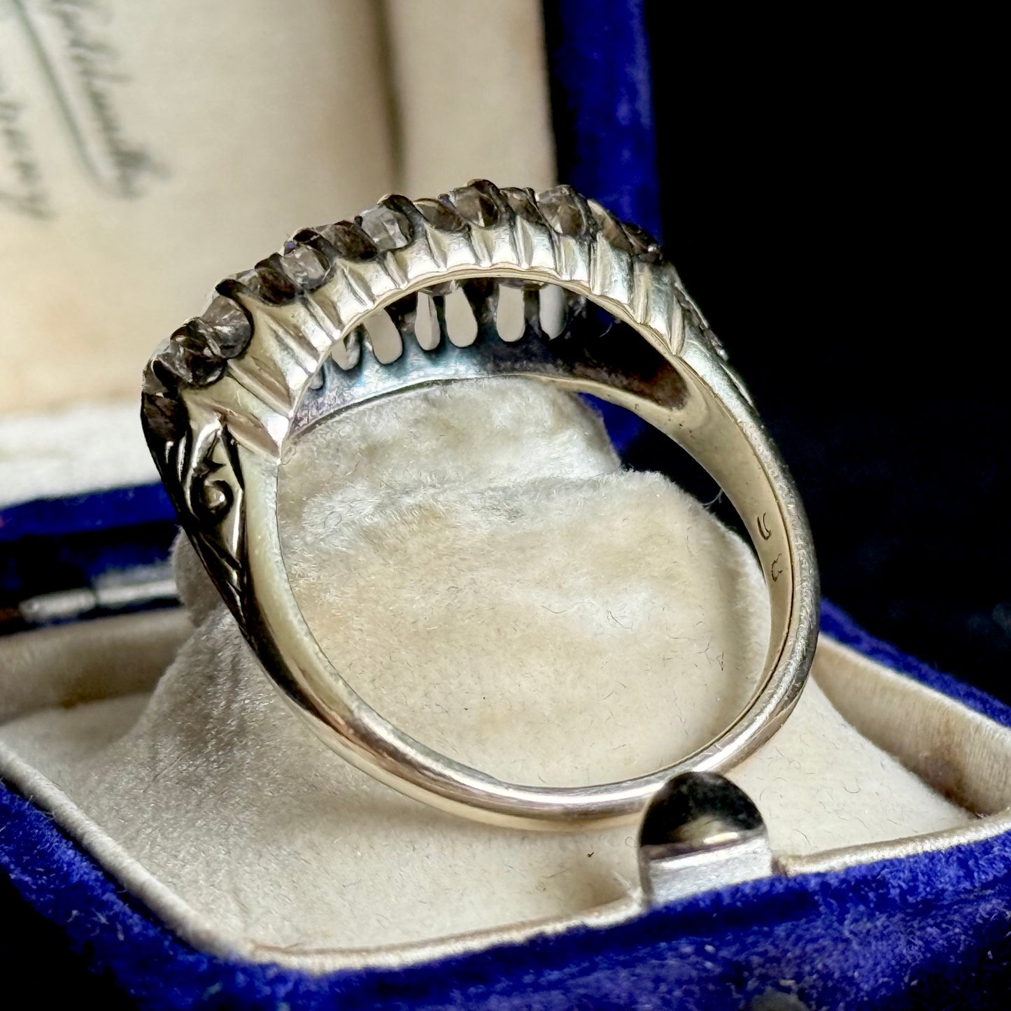 Antique Old Cut Diamond Double Row Boat Ring