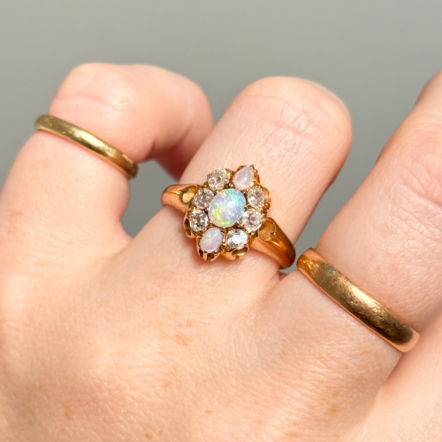 Edwardian Opal and Diamond Ring in 18 Carat Gold; Circa 1900