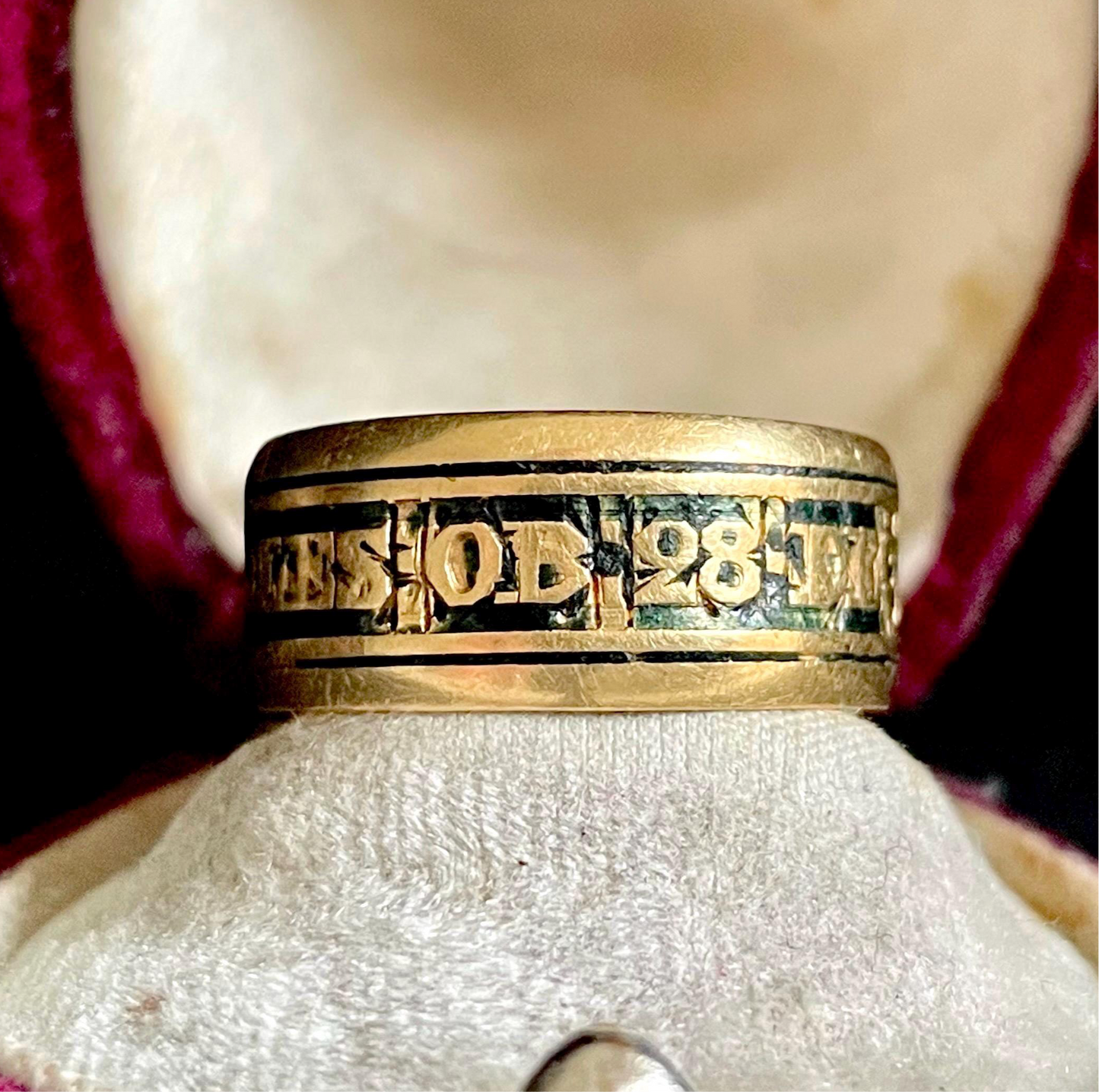 Georgian Mourning Enamel Band in 18 Carat Gold; Circa 1816